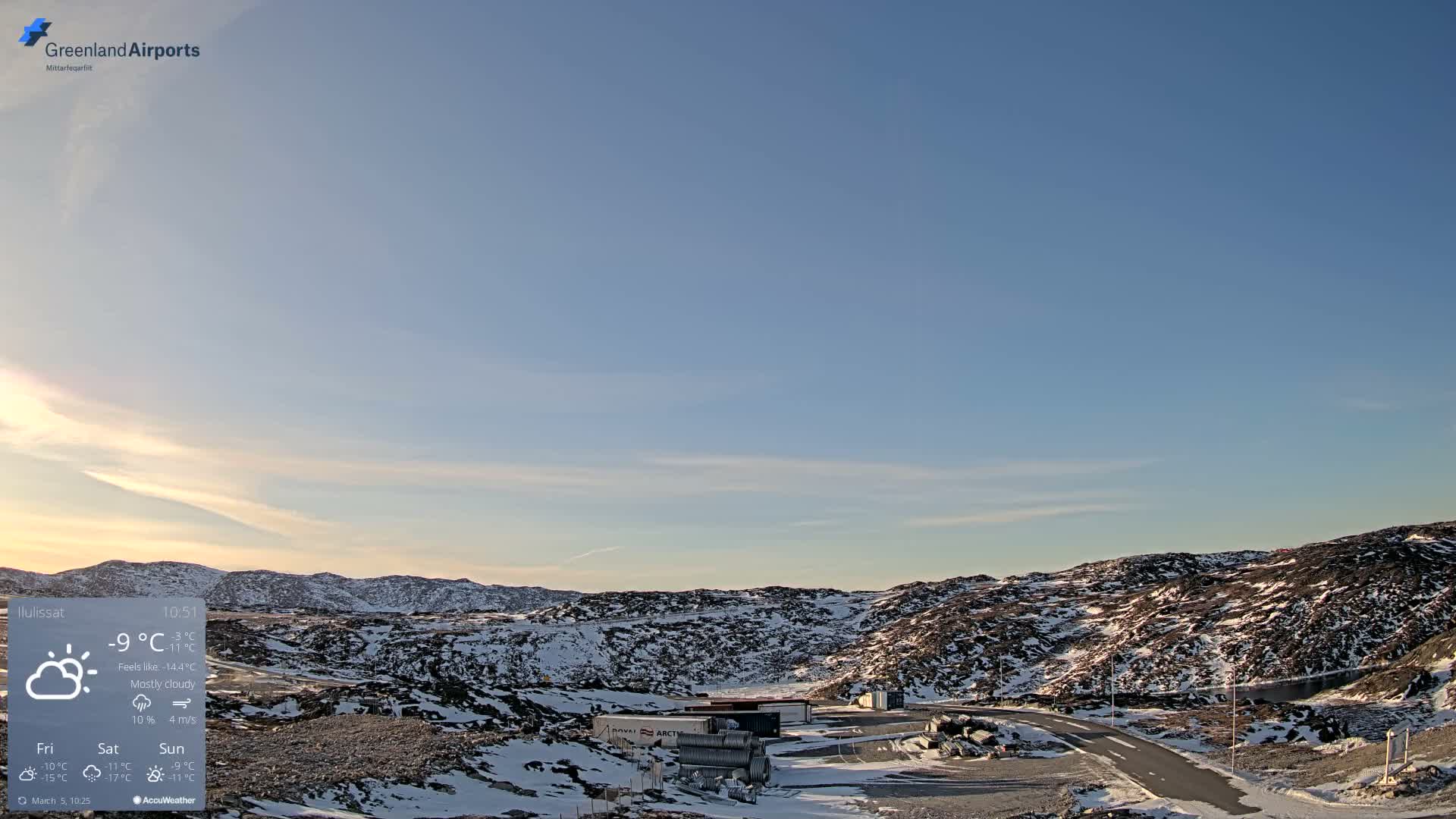 Ilulissat Airport South Gate View Live Cam JAV / BGJN - Ilulissat, Avannaata, Greenland, Denmark