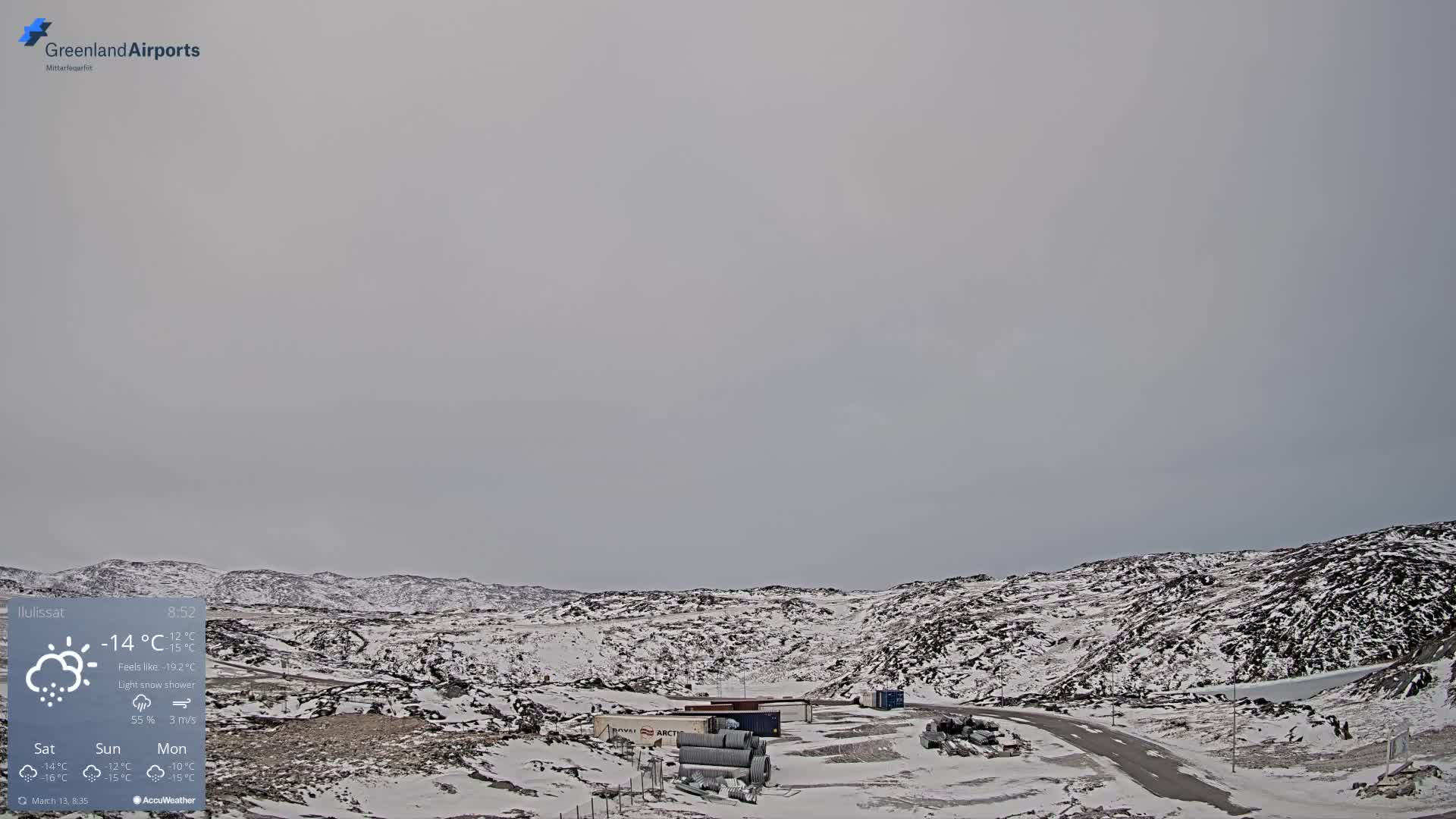 Ilulissat Airport South Gate View Live Cam JAV / BGJN - Ilulissat, Avannaata, Greenland, Denmark