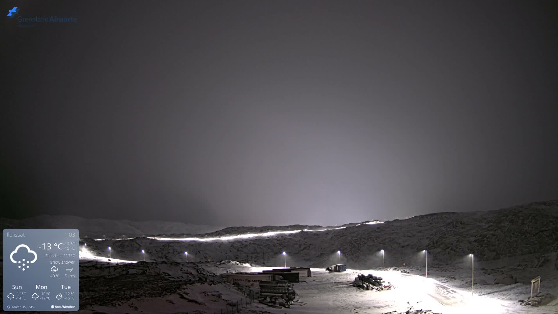 Ilulissat Airport South Gate View Live Cam JAV / BGJN - Ilulissat, Avannaata, Greenland, Denmark