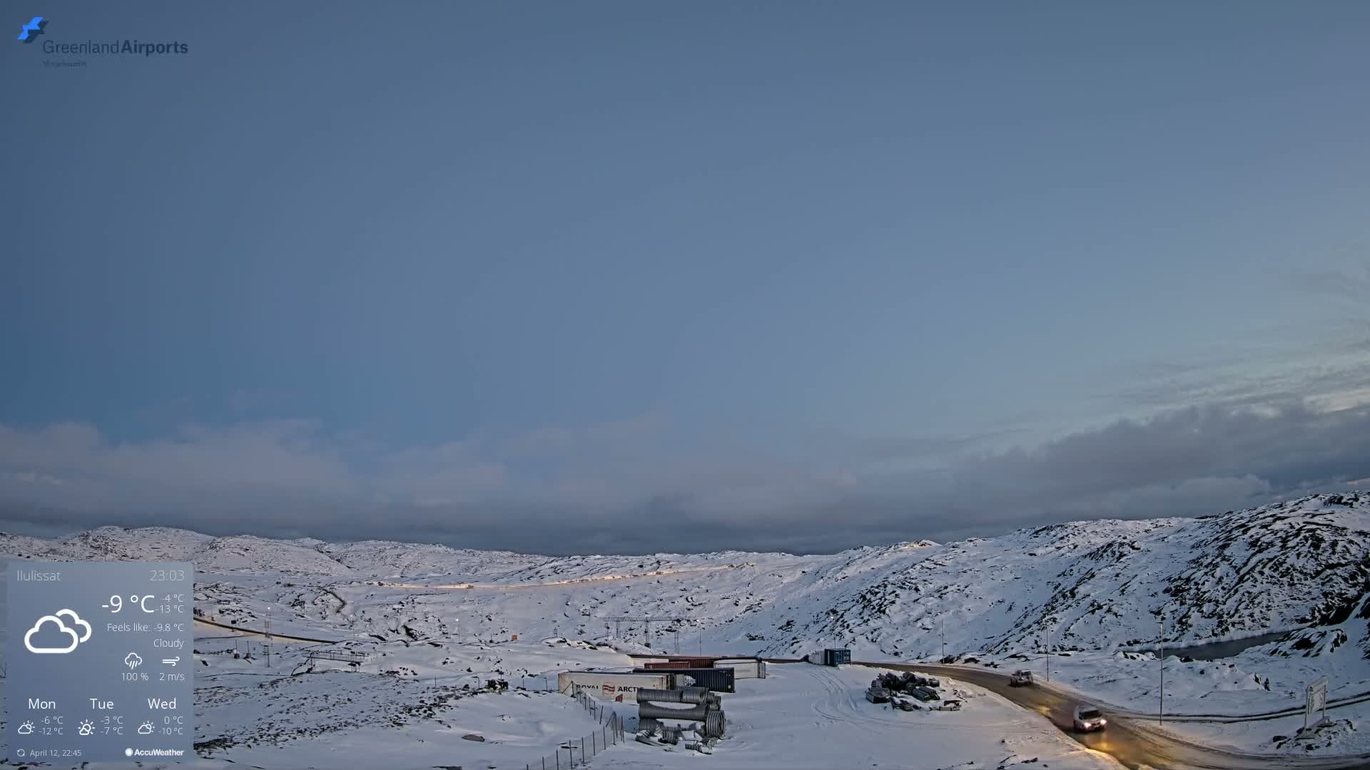 Ilulissat Airport South Gate View Live Cam JAV / BGJN - Ilulissat, Avannaata, Greenland, Denmark