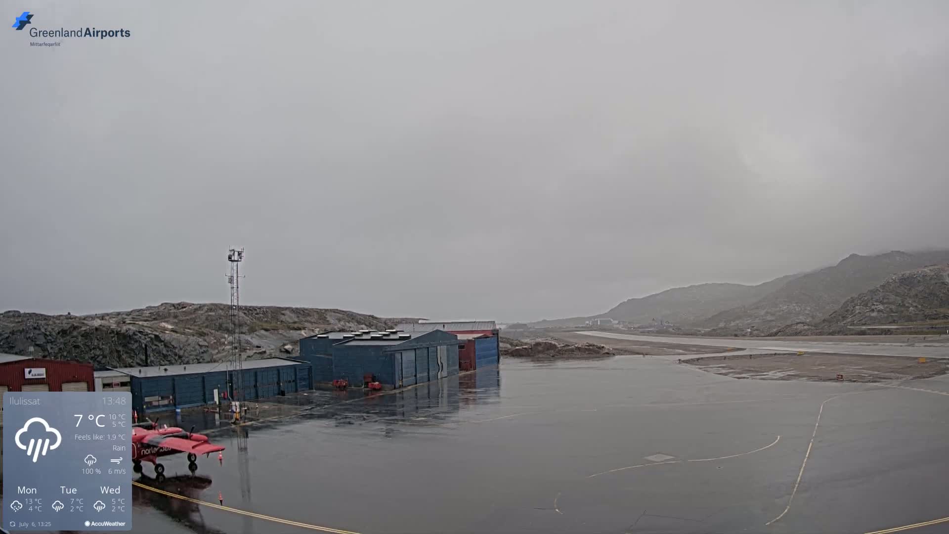 Mittarfik Ilulissat Airport North Towards View Live Cam JAV / BGJN - Ilulissat, Avannaata, Greenland, Denmark