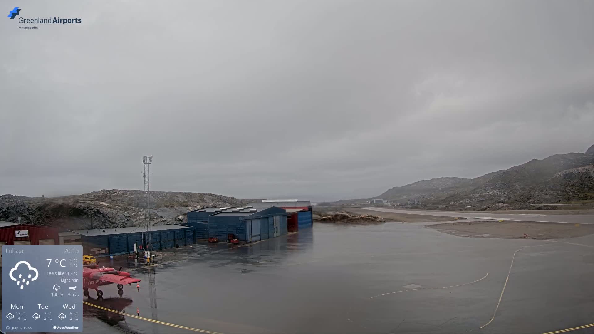 Mittarfik Ilulissat Airport North Towards View Live Cam JAV / BGJN - Ilulissat, Avannaata, Greenland, Denmark