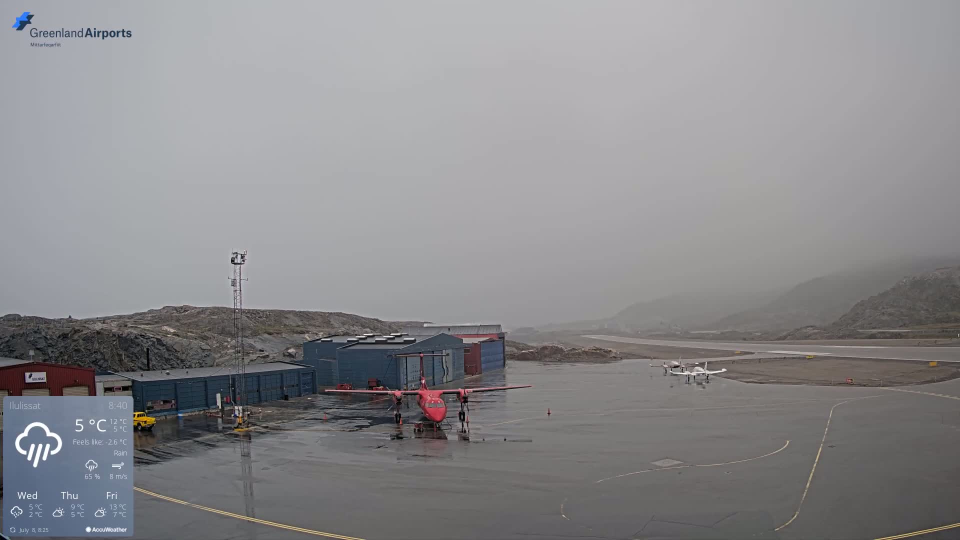 Mittarfik Ilulissat Airport North Towards View Live Cam JAV / BGJN - Ilulissat, Avannaata, Greenland, Denmark