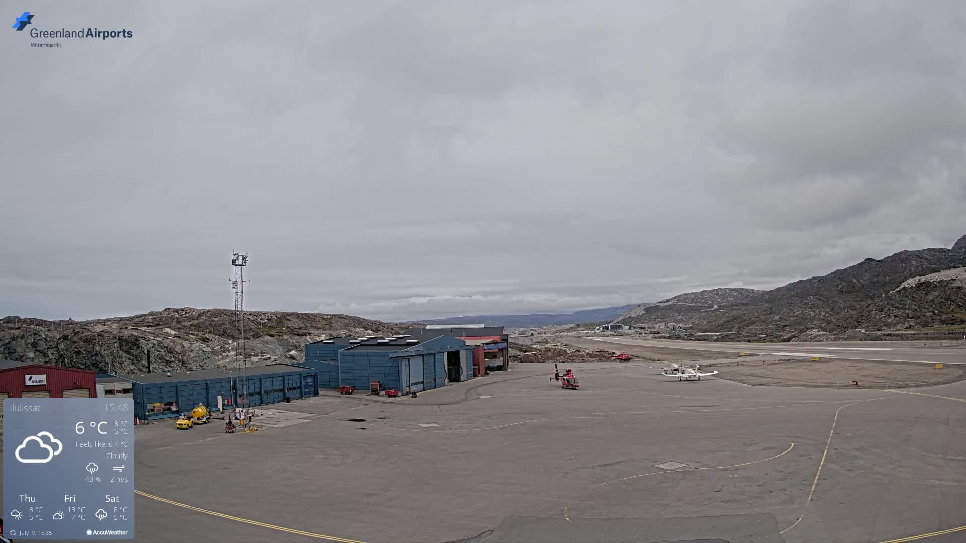 Mittarfik Ilulissat Airport North Towards View Live Cam JAV / BGJN - Ilulissat, Avannaata, Greenland, Denmark