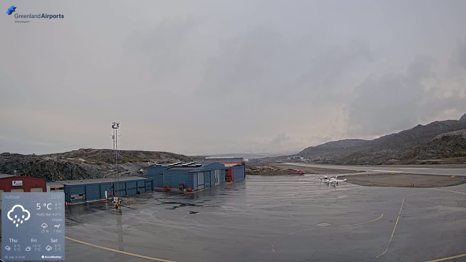 Mittarfik Ilulissat Airport North Towards View Live Cam JAV / BGJN - Ilulissat, Avannaata, Greenland, Denmark