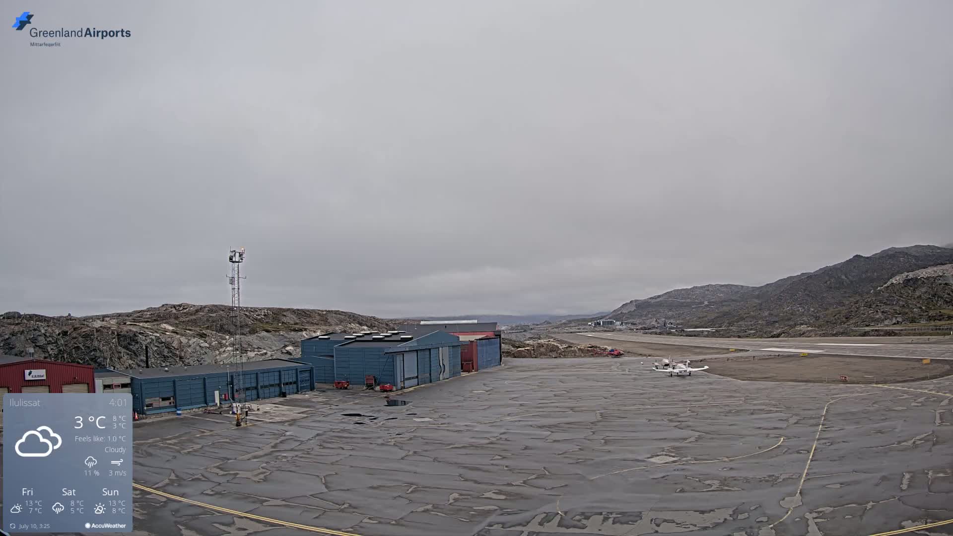 Mittarfik Ilulissat Airport North Towards View Live Cam JAV / BGJN - Ilulissat, Avannaata, Greenland, Denmark