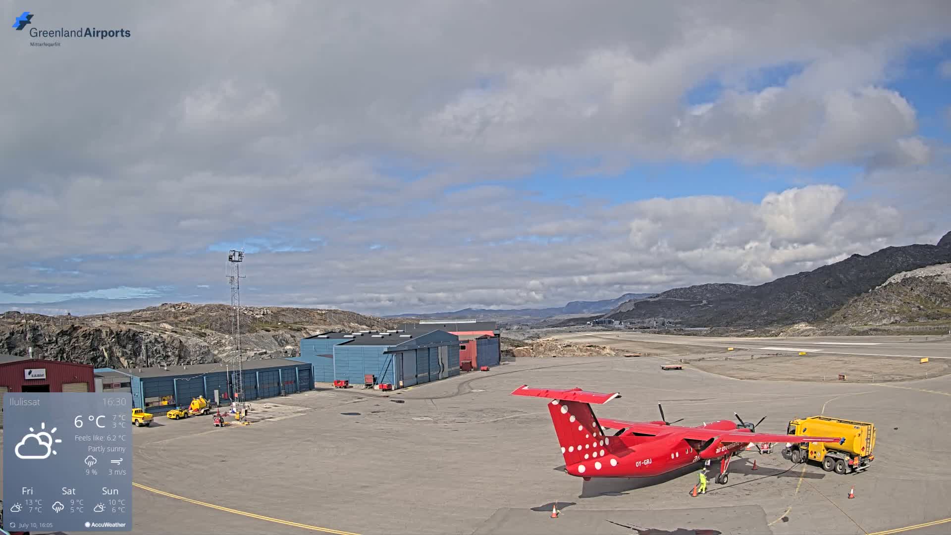 Mittarfik Ilulissat Airport North Towards View Live Cam JAV / BGJN - Ilulissat, Avannaata, Greenland, Denmark