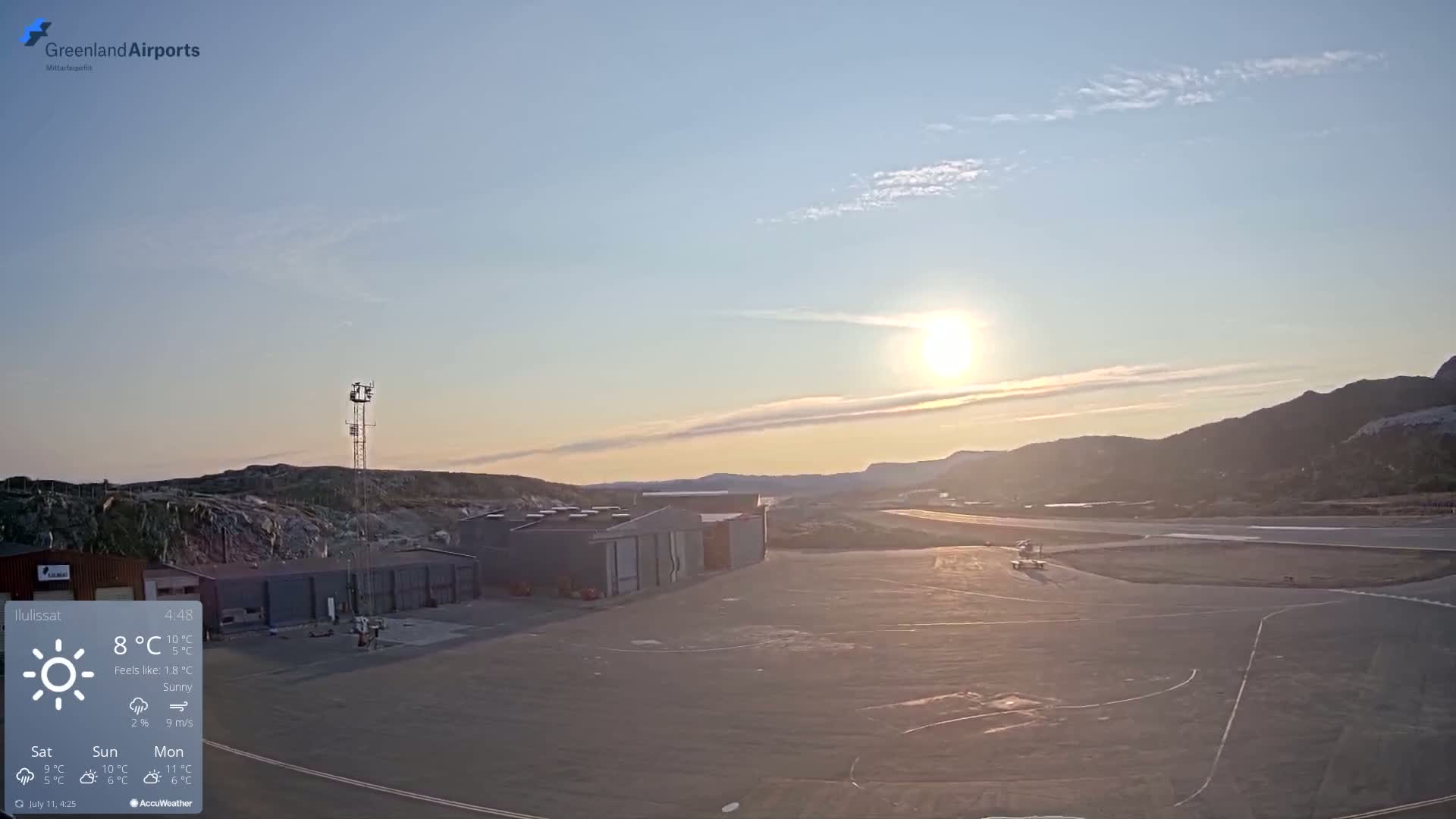 Mittarfik Ilulissat Airport North Towards View Live Cam JAV / BGJN - Ilulissat, Avannaata, Greenland, Denmark