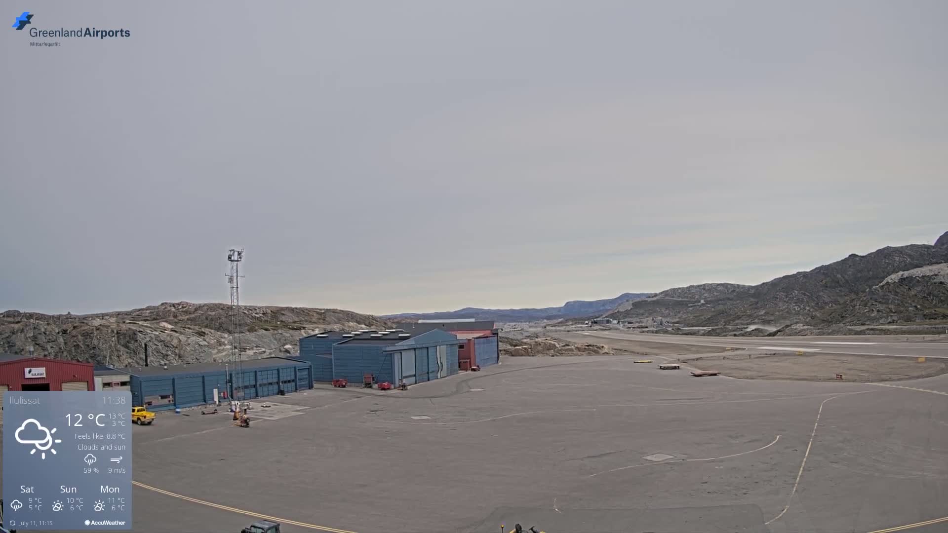 Mittarfik Ilulissat Airport North Towards View Live Cam JAV / BGJN - Ilulissat, Avannaata, Greenland, Denmark