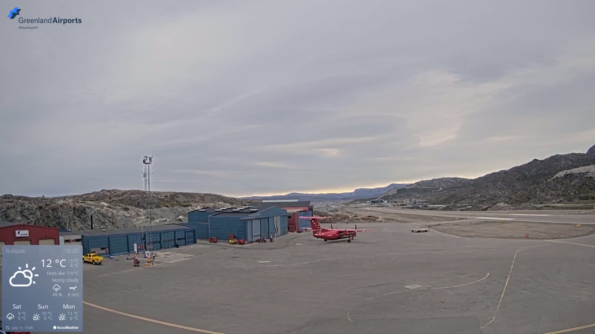 Mittarfik Ilulissat Airport North Towards View Live Cam JAV / BGJN - Ilulissat, Avannaata, Greenland, Denmark