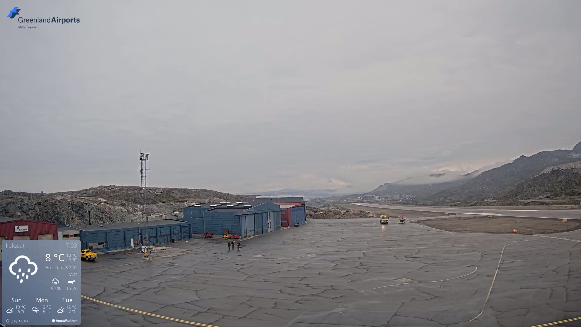 Mittarfik Ilulissat Airport North Towards View Live Cam JAV / BGJN - Ilulissat, Avannaata, Greenland, Denmark
