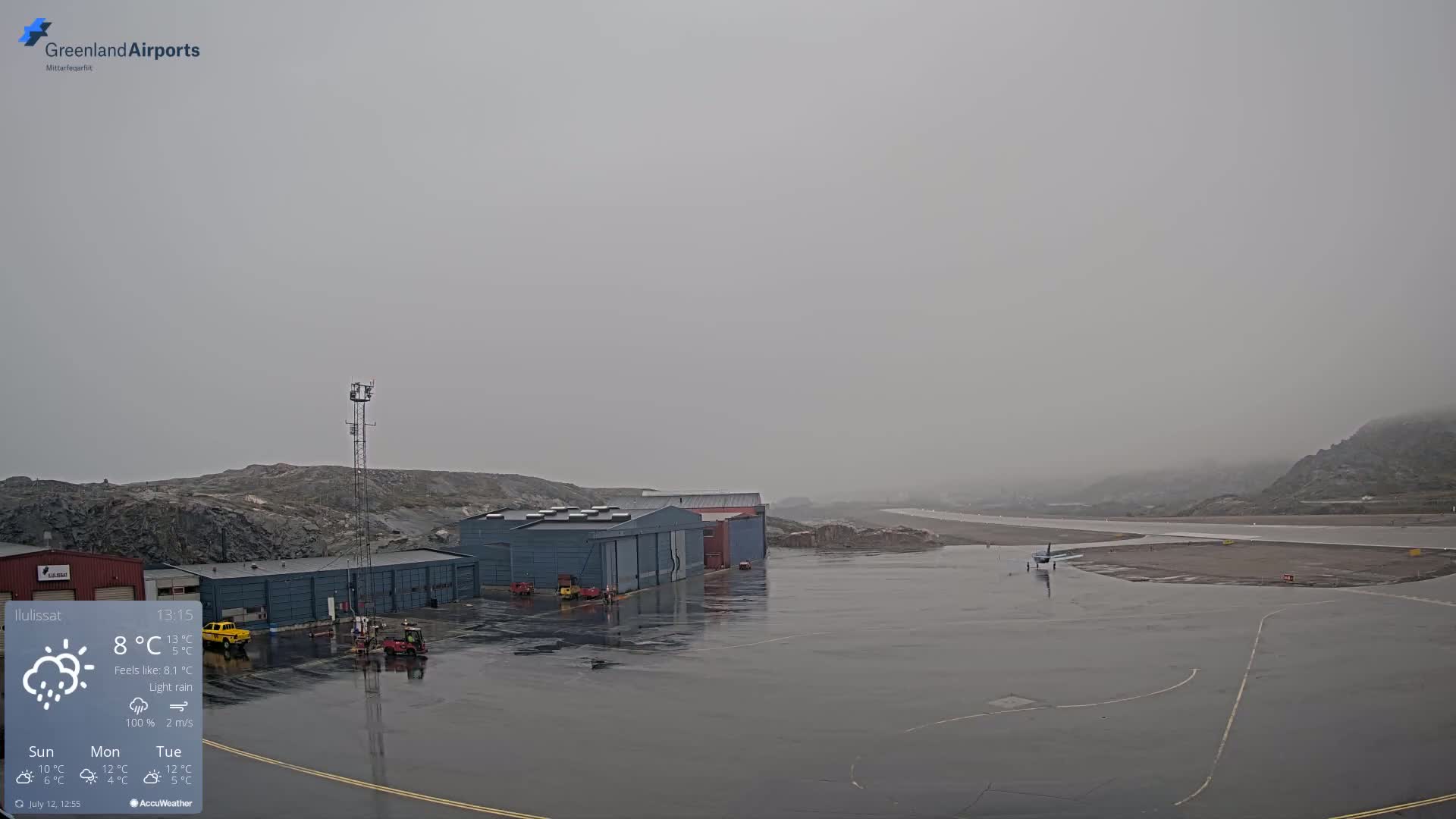 Mittarfik Ilulissat Airport North Towards View Live Cam JAV / BGJN - Ilulissat, Avannaata, Greenland, Denmark