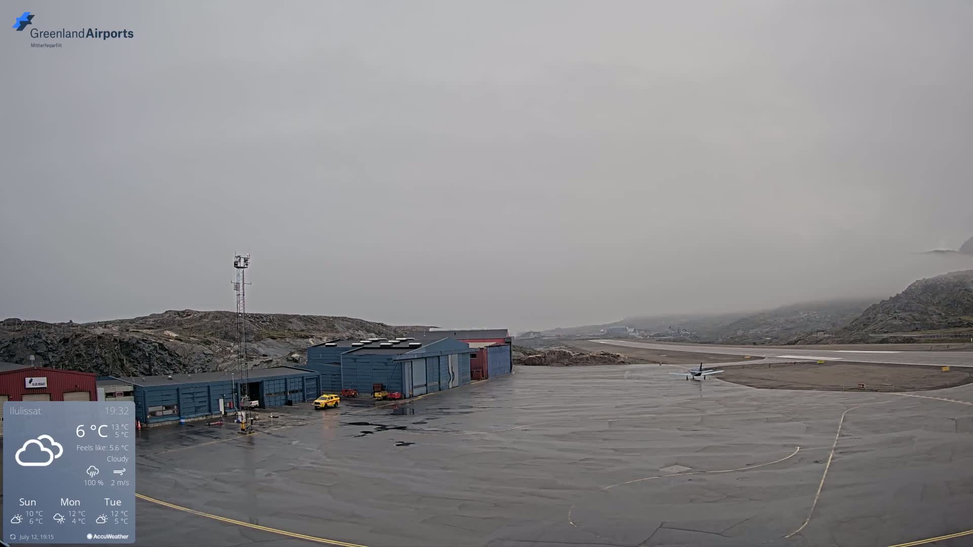 Mittarfik Ilulissat Airport North Towards View Live Cam JAV / BGJN - Ilulissat, Avannaata, Greenland, Denmark