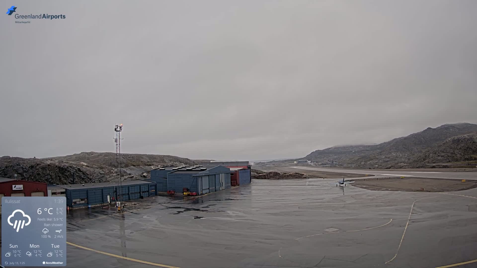 Mittarfik Ilulissat Airport North Towards View Live Cam JAV / BGJN - Ilulissat, Avannaata, Greenland, Denmark