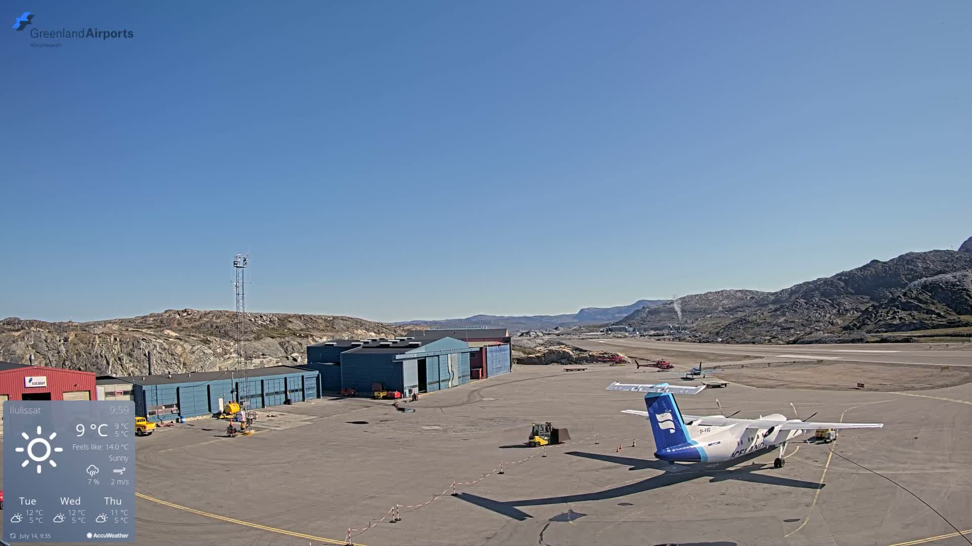 Mittarfik Ilulissat Airport North Towards View Live Cam JAV / BGJN - Ilulissat, Avannaata, Greenland, Denmark