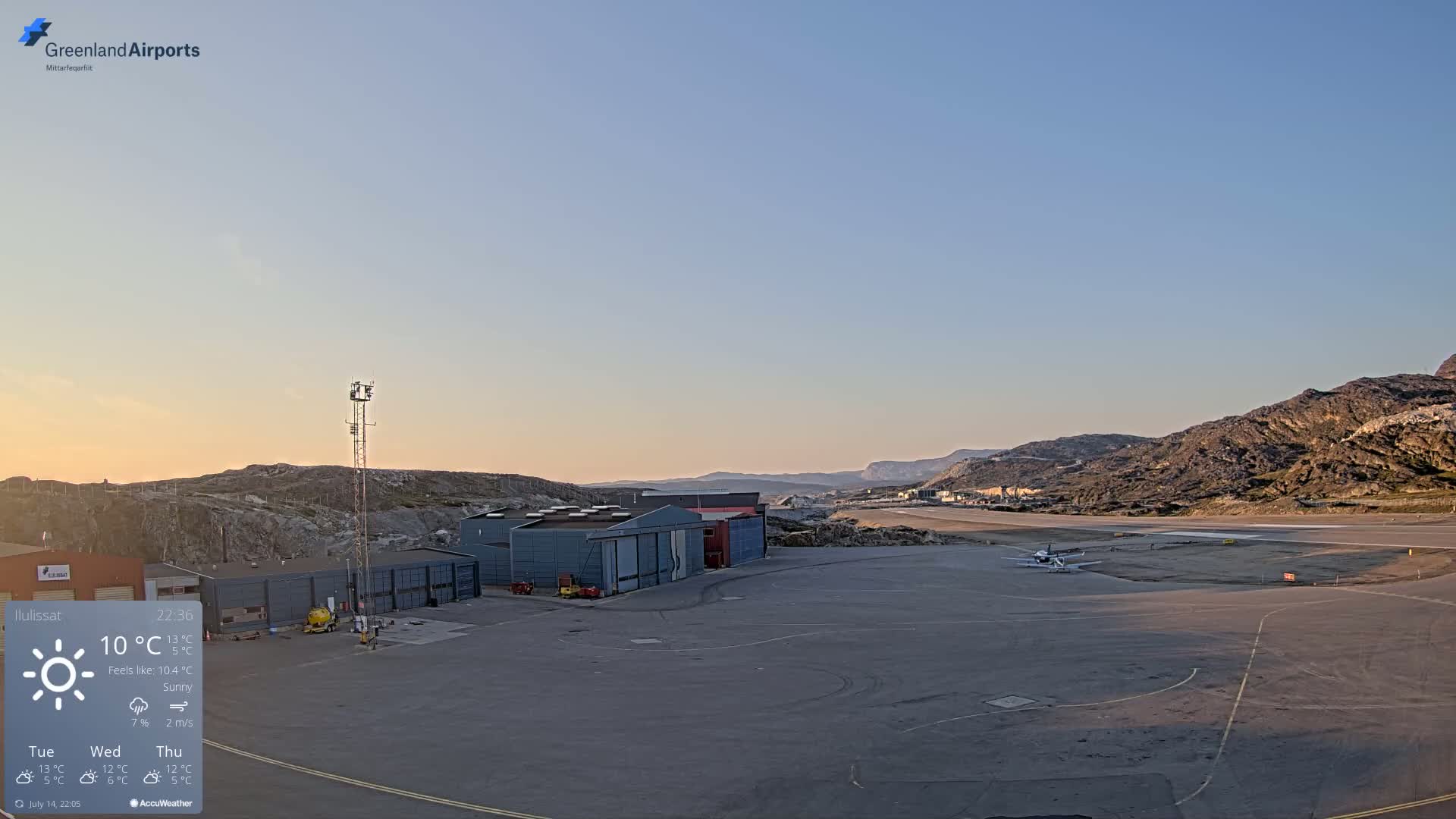 Mittarfik Ilulissat Airport North Towards View Live Cam JAV / BGJN - Ilulissat, Avannaata, Greenland, Denmark
