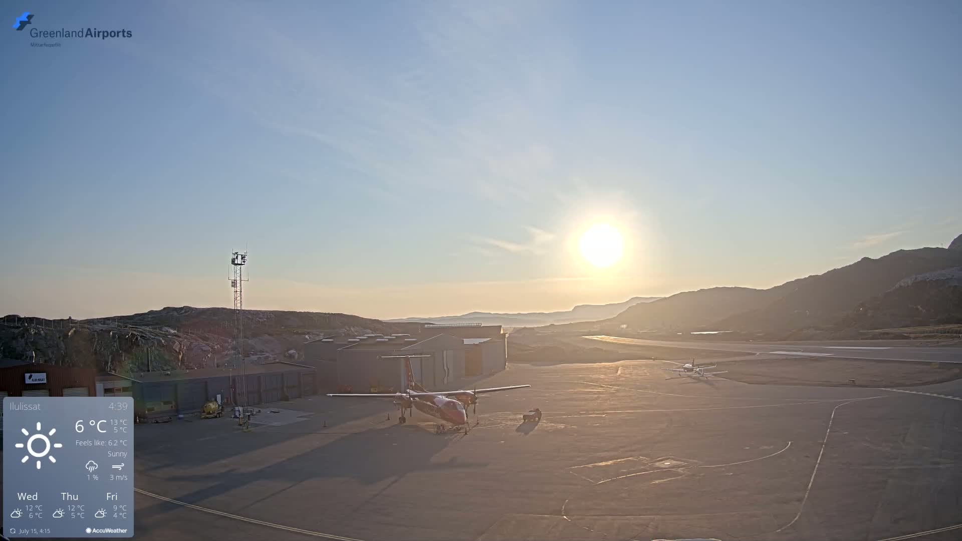 Mittarfik Ilulissat Airport North Towards View Live Cam JAV / BGJN - Ilulissat, Avannaata, Greenland, Denmark