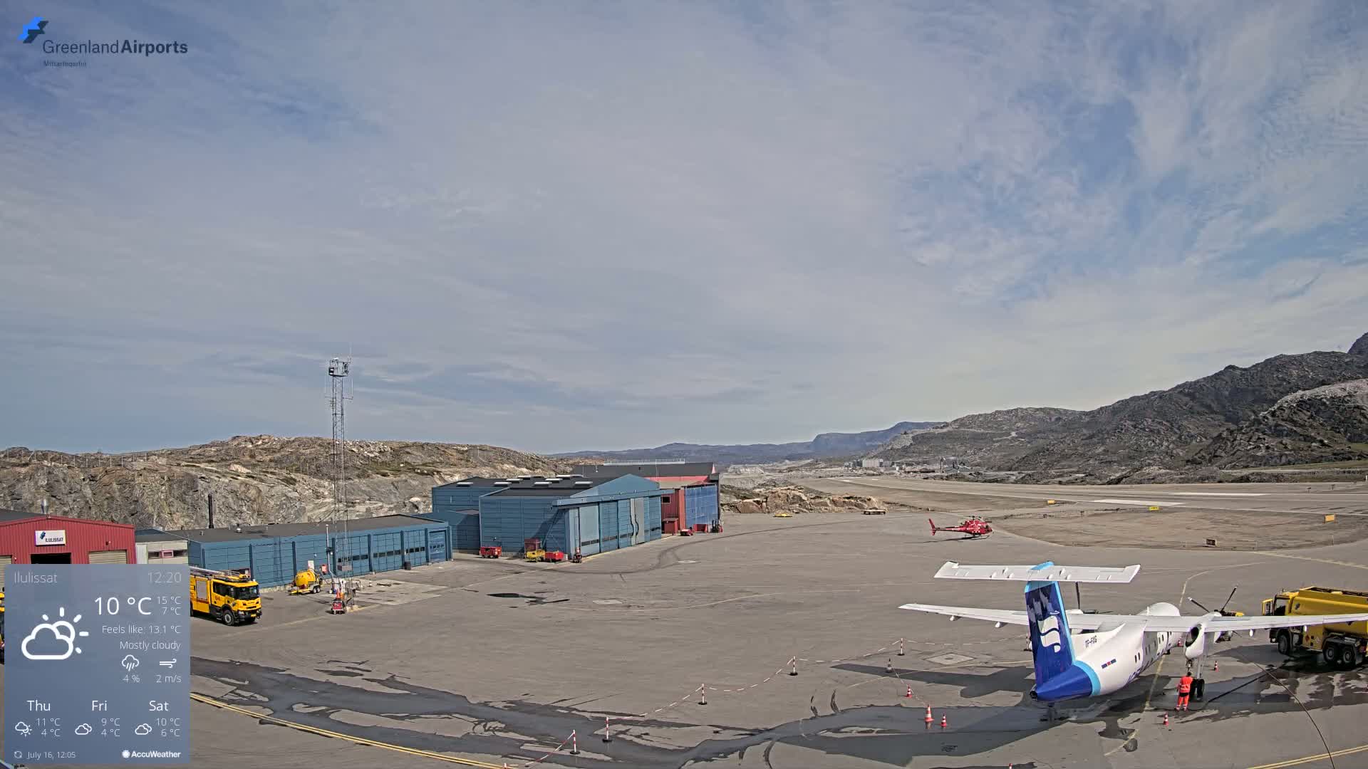 Mittarfik Ilulissat Airport North Towards View Live Cam JAV / BGJN - Ilulissat, Avannaata, Greenland, Denmark