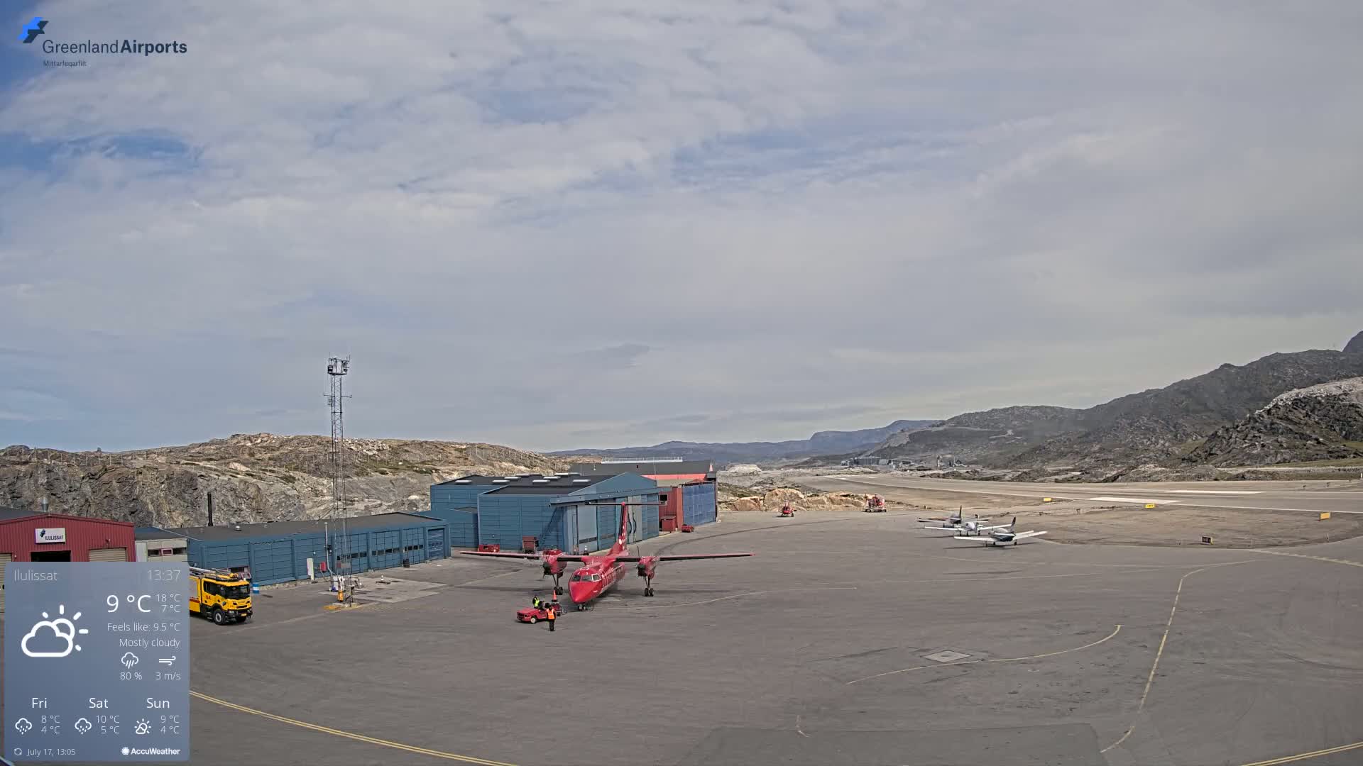 Mittarfik Ilulissat Airport North Towards View Live Cam JAV / BGJN - Ilulissat, Avannaata, Greenland, Denmark