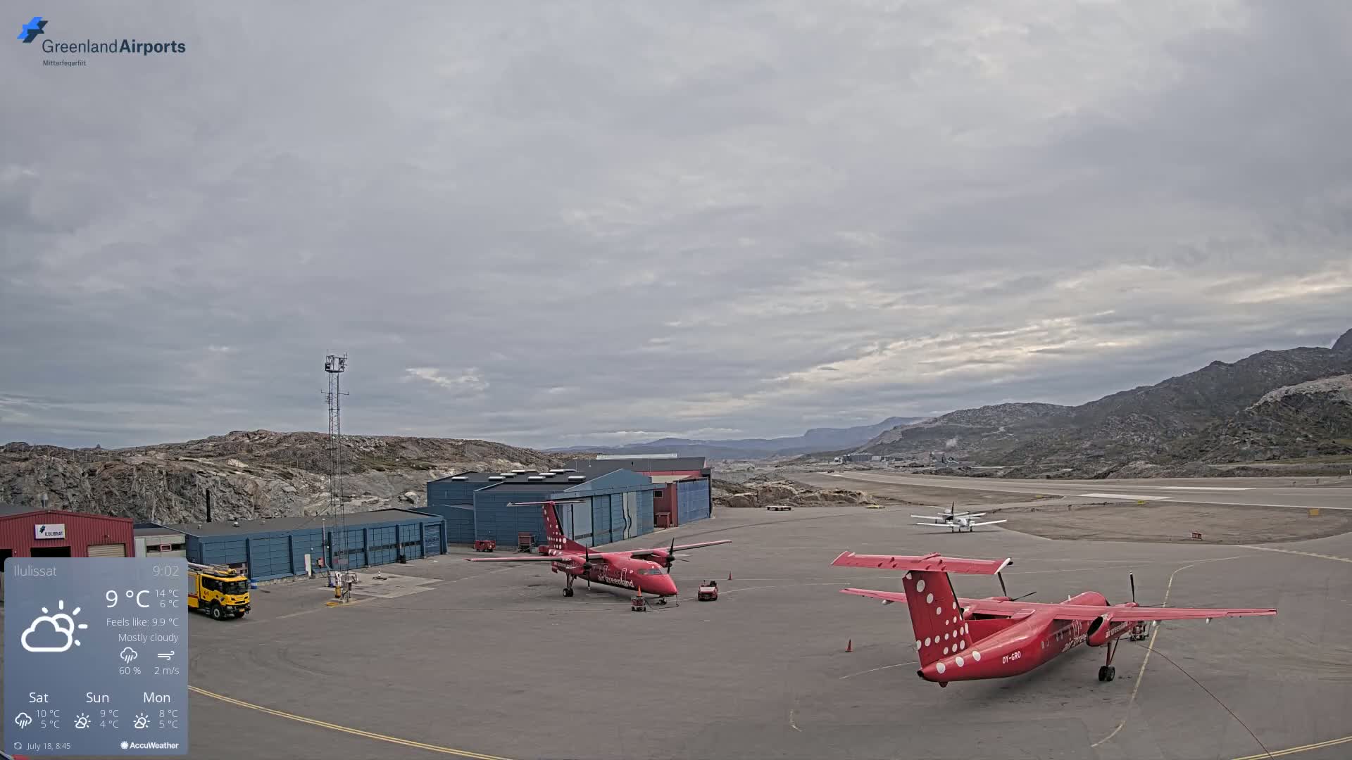 Mittarfik Ilulissat Airport North Towards View Live Cam JAV / BGJN - Ilulissat, Avannaata, Greenland, Denmark
