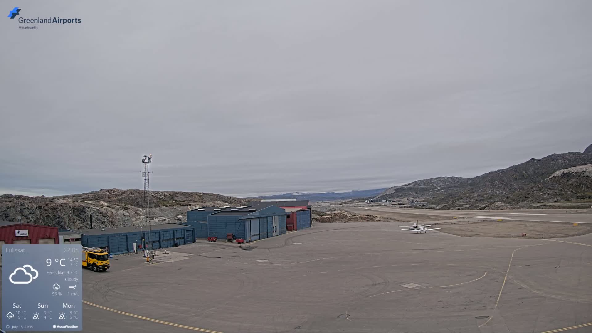 Mittarfik Ilulissat Airport North Towards View Live Cam JAV / BGJN - Ilulissat, Avannaata, Greenland, Denmark