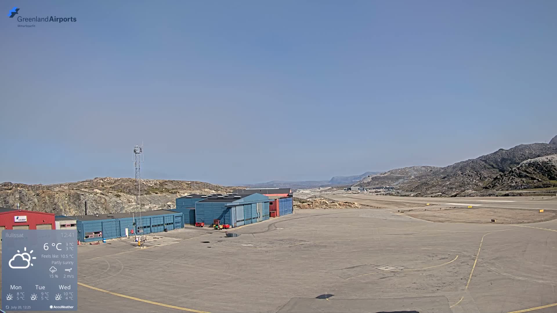 Mittarfik Ilulissat Airport North Towards View Live Cam JAV / BGJN - Ilulissat, Avannaata, Greenland, Denmark