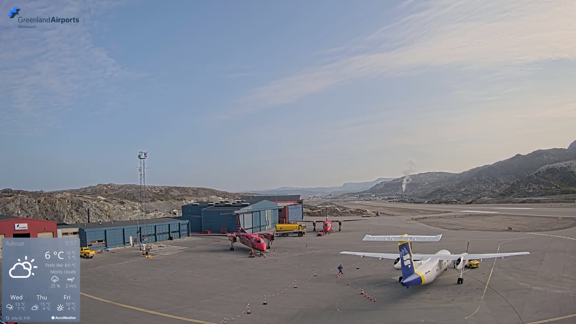 Mittarfik Ilulissat Airport North Towards View Live Cam JAV / BGJN - Ilulissat, Avannaata, Greenland, Denmark
