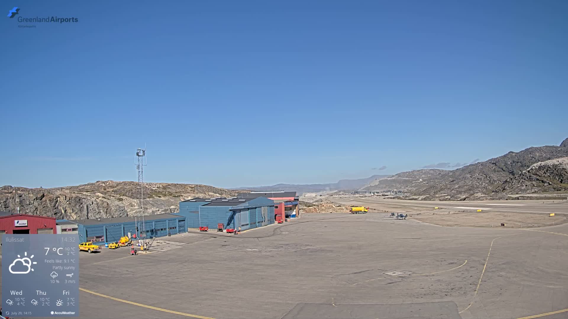 Mittarfik Ilulissat Airport North Towards View Live Cam JAV / BGJN - Ilulissat, Avannaata, Greenland, Denmark