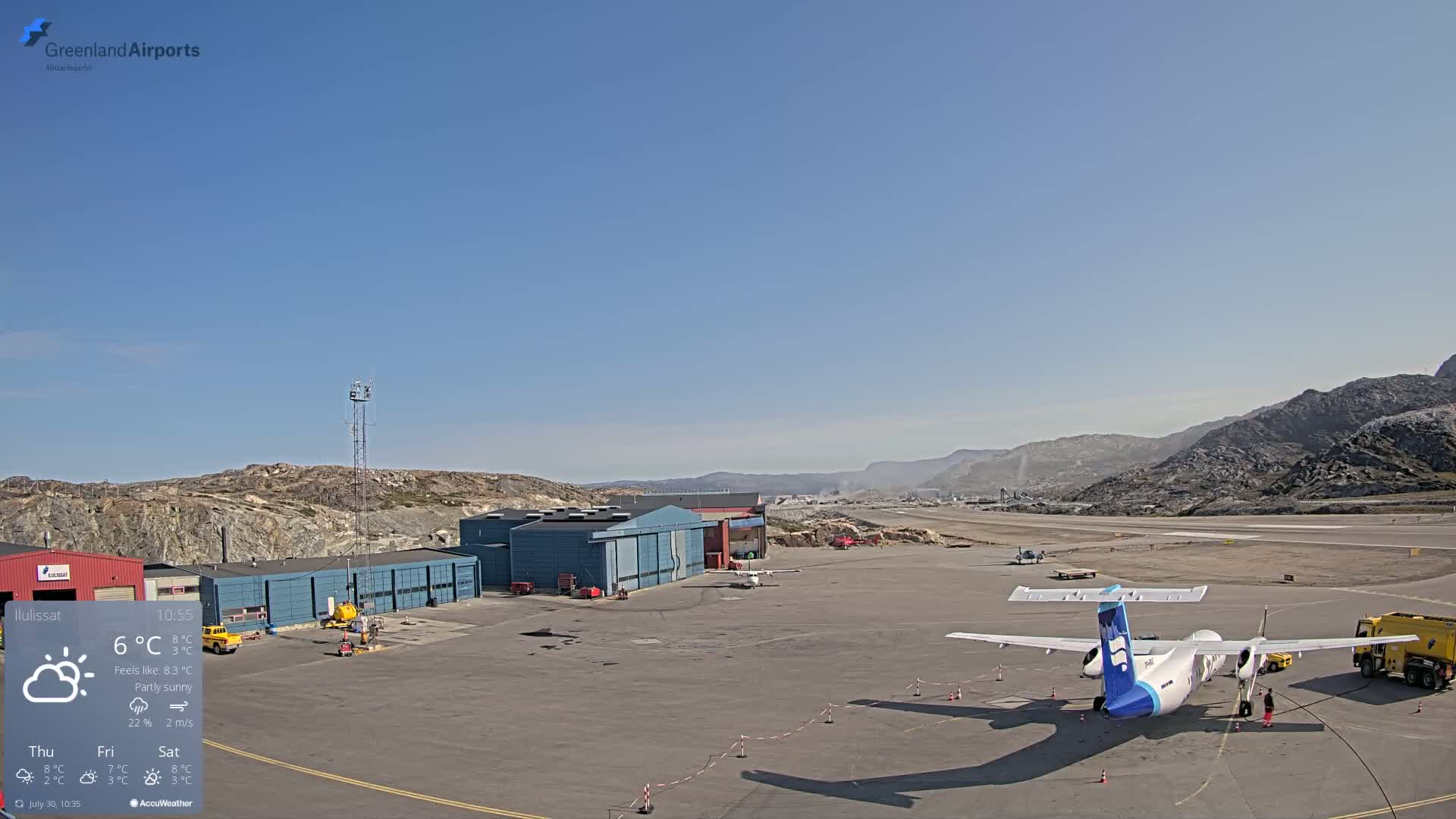 Mittarfik Ilulissat Airport North Towards View Live Cam JAV / BGJN - Ilulissat, Avannaata, Greenland, Denmark