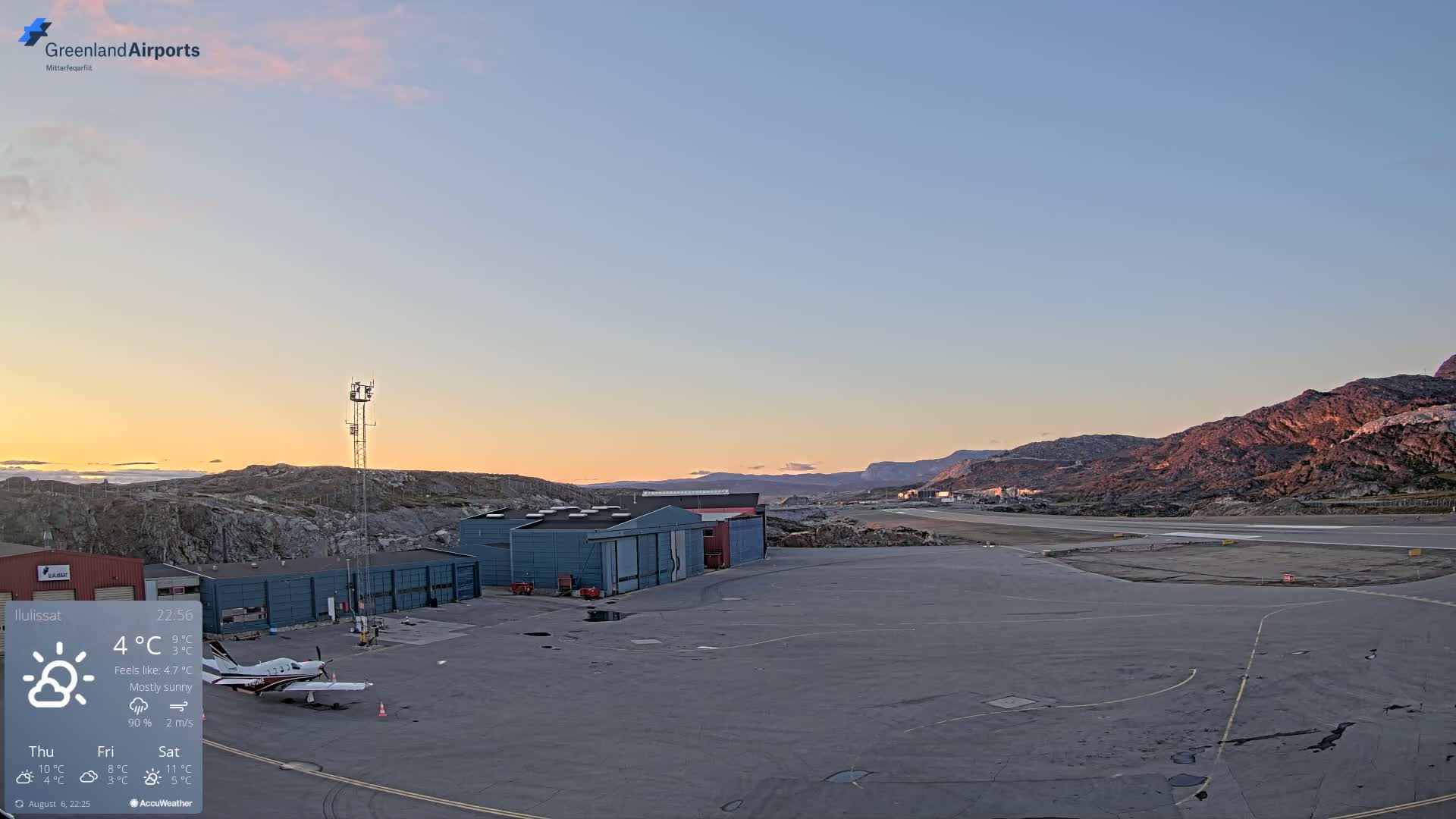Mittarfik Ilulissat Airport North Towards View Live Cam JAV / BGJN - Ilulissat, Avannaata, Greenland, Denmark