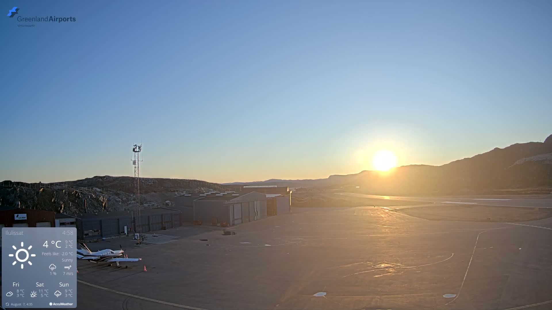 Mittarfik Ilulissat Airport North Towards View Live Cam JAV / BGJN - Ilulissat, Avannaata, Greenland, Denmark
