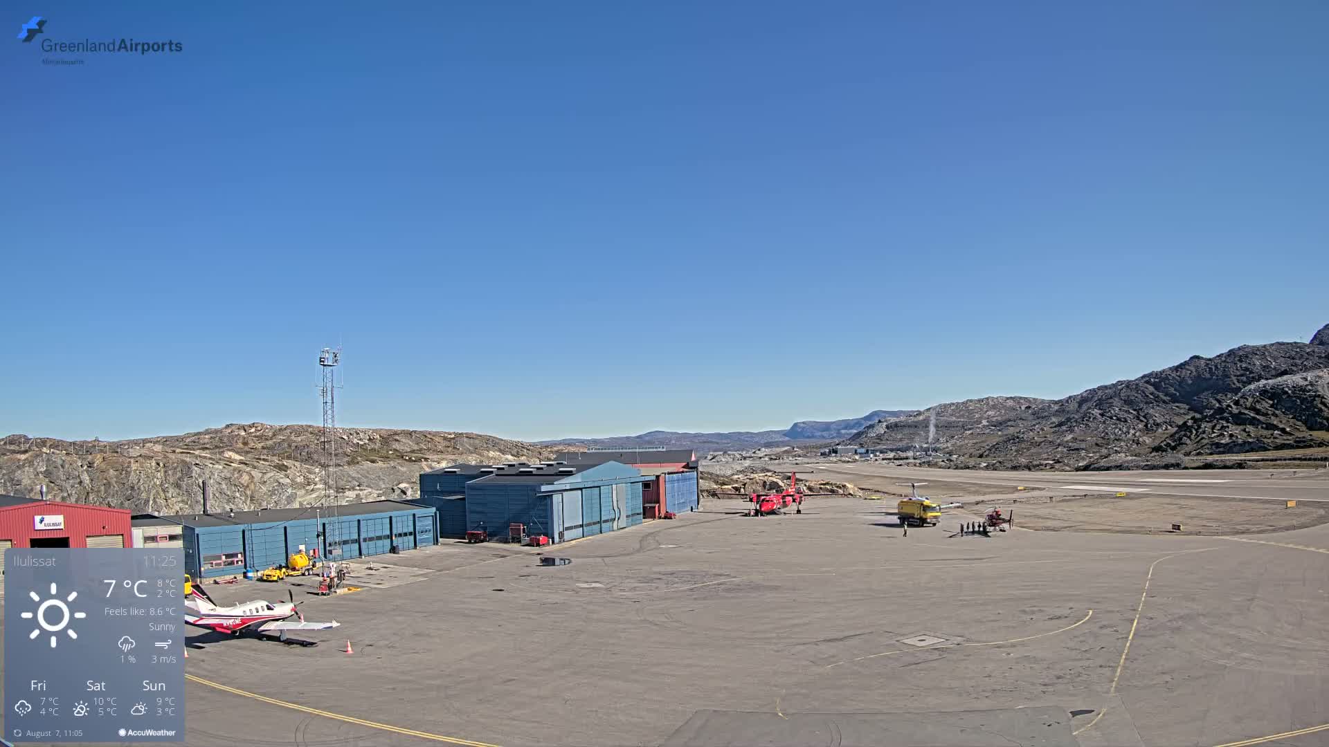 Mittarfik Ilulissat Airport North Towards View Live Cam JAV / BGJN - Ilulissat, Avannaata, Greenland, Denmark