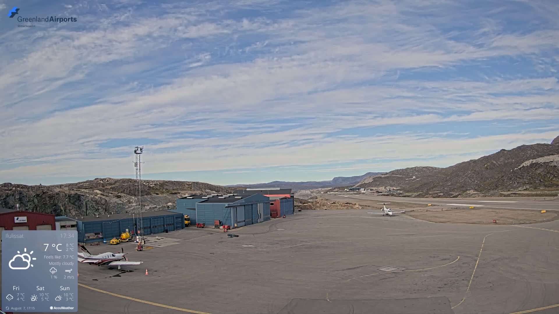 Mittarfik Ilulissat Airport North Towards View Live Cam JAV / BGJN - Ilulissat, Avannaata, Greenland, Denmark