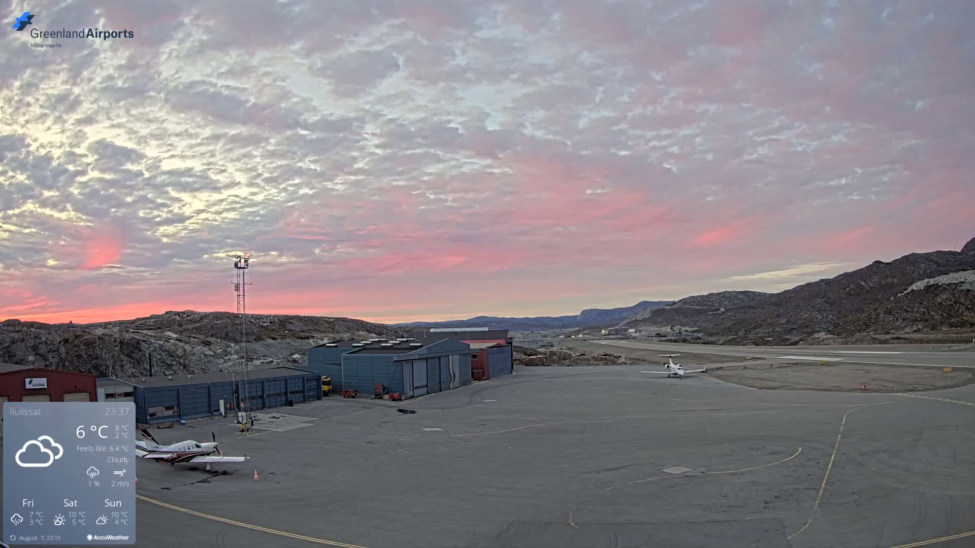 Mittarfik Ilulissat Airport North Towards View Live Cam JAV / BGJN - Ilulissat, Avannaata, Greenland, Denmark