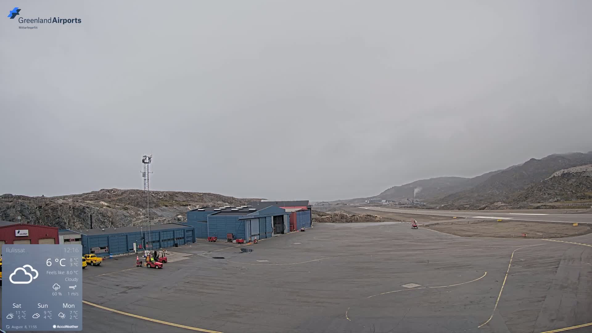 Mittarfik Ilulissat Airport North Towards View Live Cam JAV / BGJN - Ilulissat, Avannaata, Greenland, Denmark