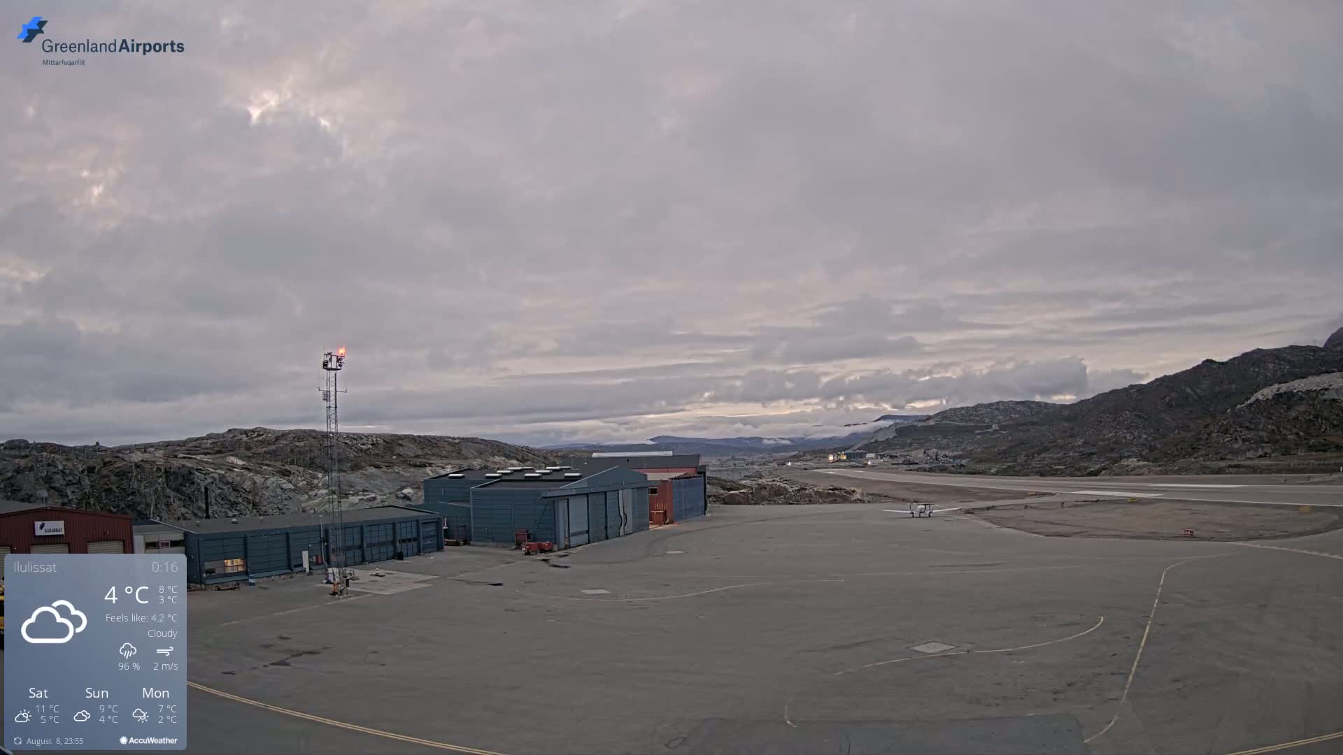 Mittarfik Ilulissat Airport North Towards View Live Cam JAV / BGJN - Ilulissat, Avannaata, Greenland, Denmark