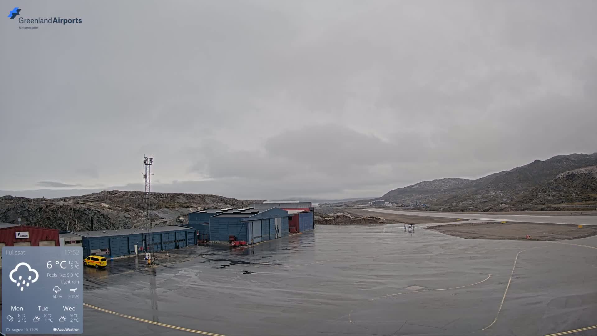 Mittarfik Ilulissat Airport North Towards View Live Cam JAV / BGJN - Ilulissat, Avannaata, Greenland, Denmark