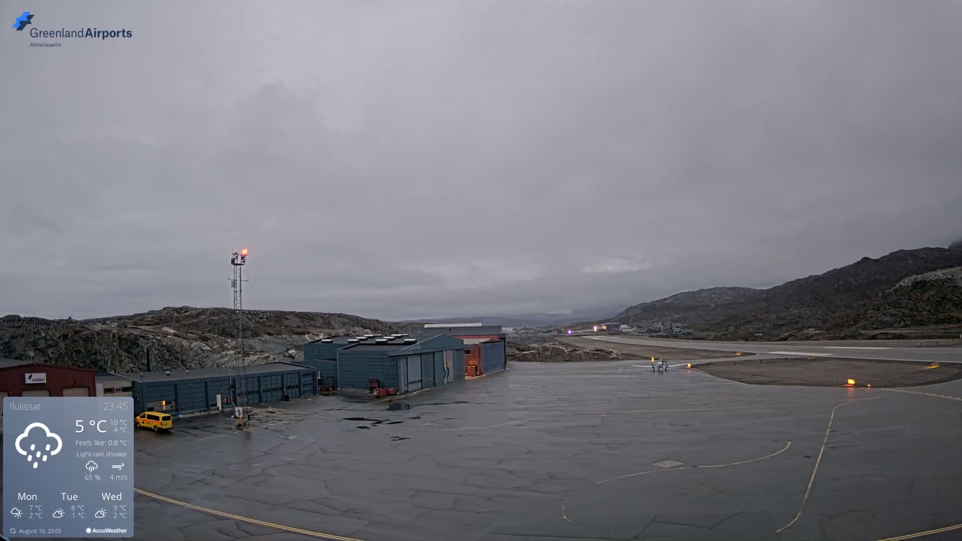 Mittarfik Ilulissat Airport North Towards View Live Cam JAV / BGJN - Ilulissat, Avannaata, Greenland, Denmark