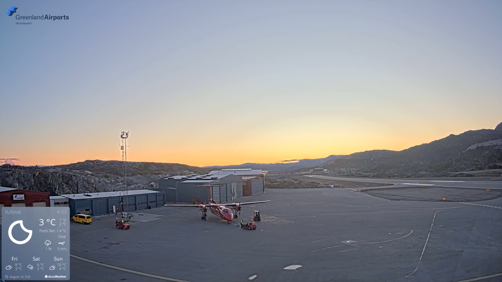 Mittarfik Ilulissat Airport North Towards View Live Cam JAV / BGJN - Ilulissat, Avannaata, Greenland, Denmark