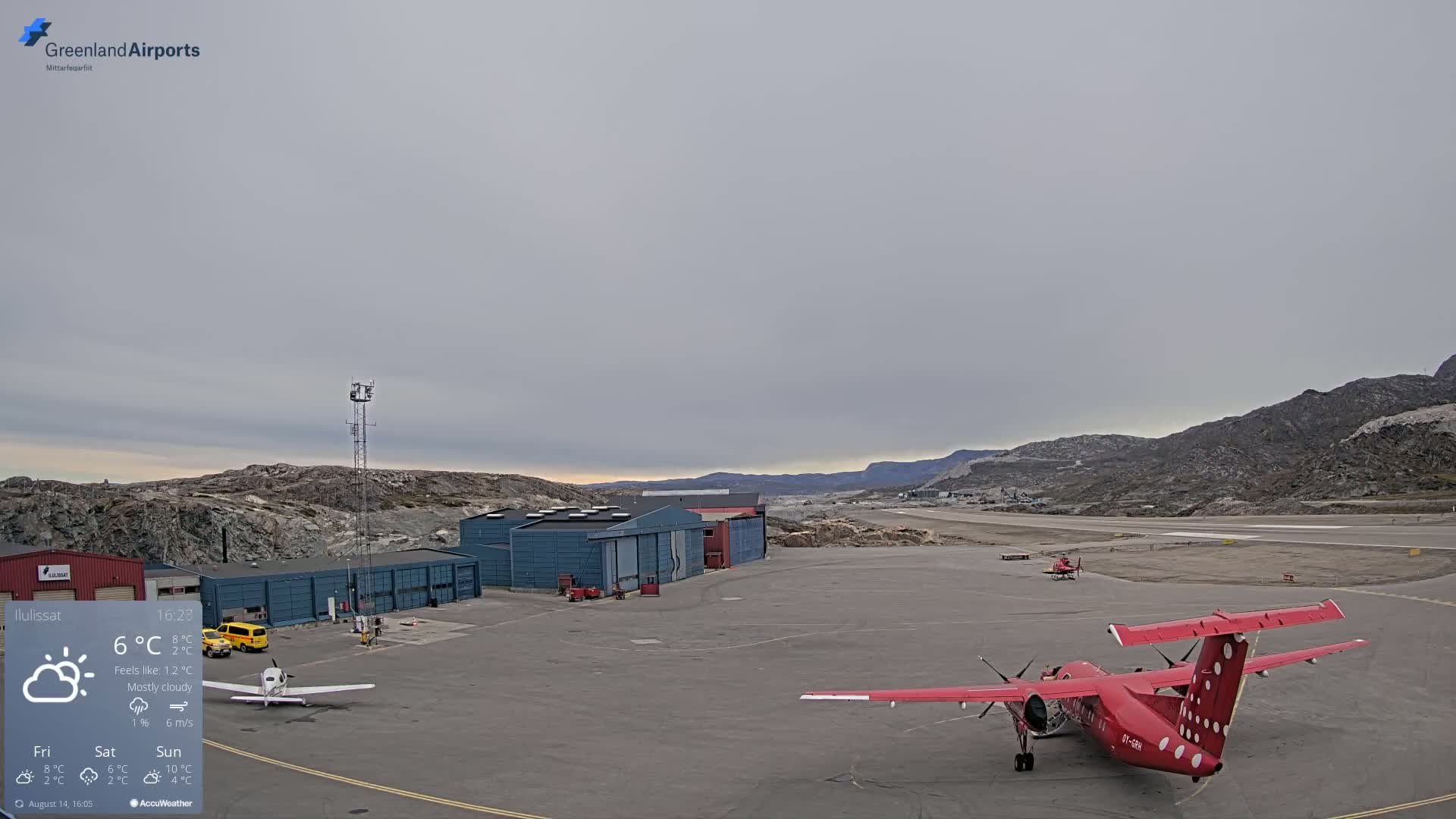 Mittarfik Ilulissat Airport North Towards View Live Cam JAV / BGJN - Ilulissat, Avannaata, Greenland, Denmark