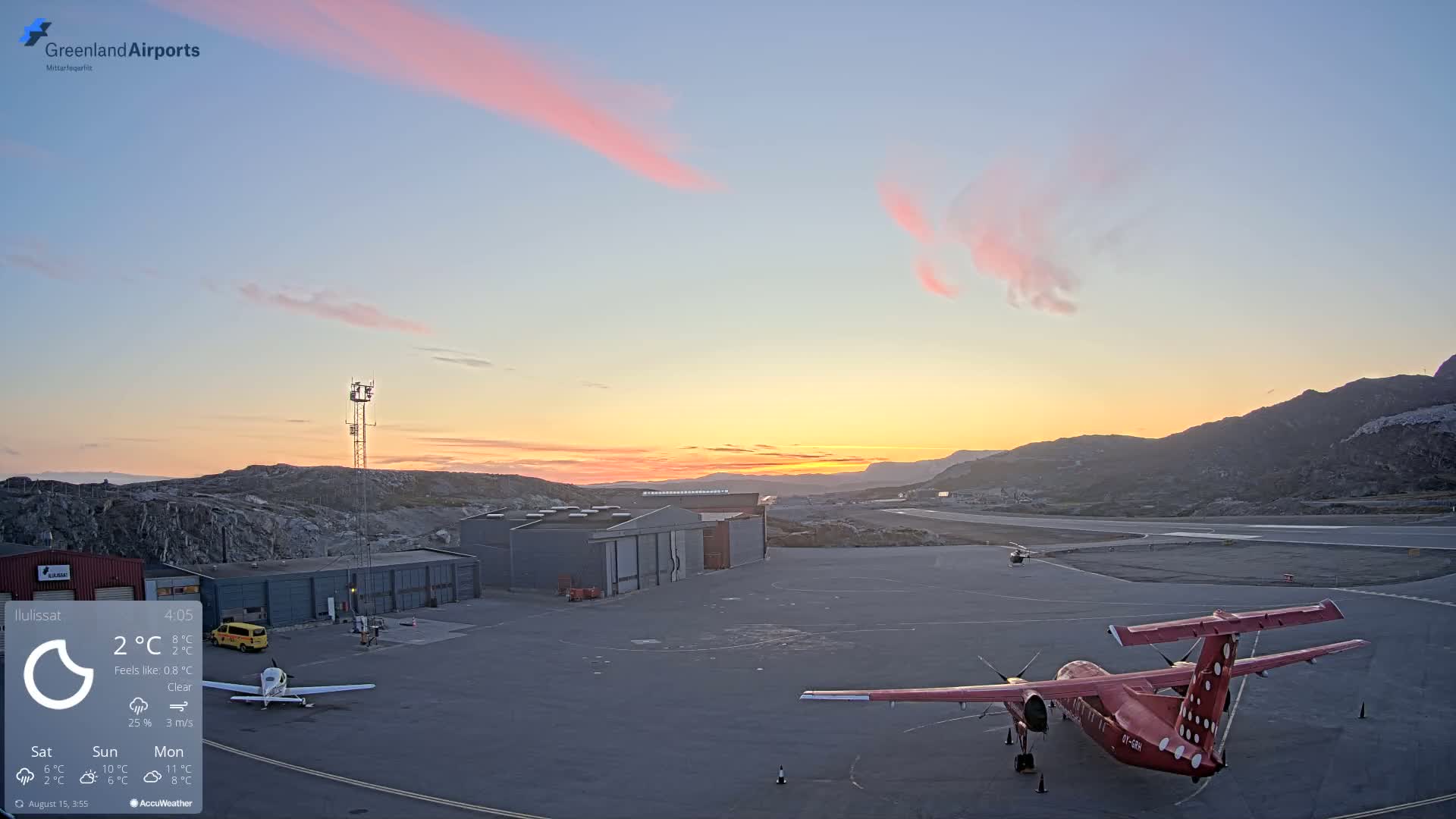 Mittarfik Ilulissat Airport North Towards View Live Cam JAV / BGJN - Ilulissat, Avannaata, Greenland, Denmark