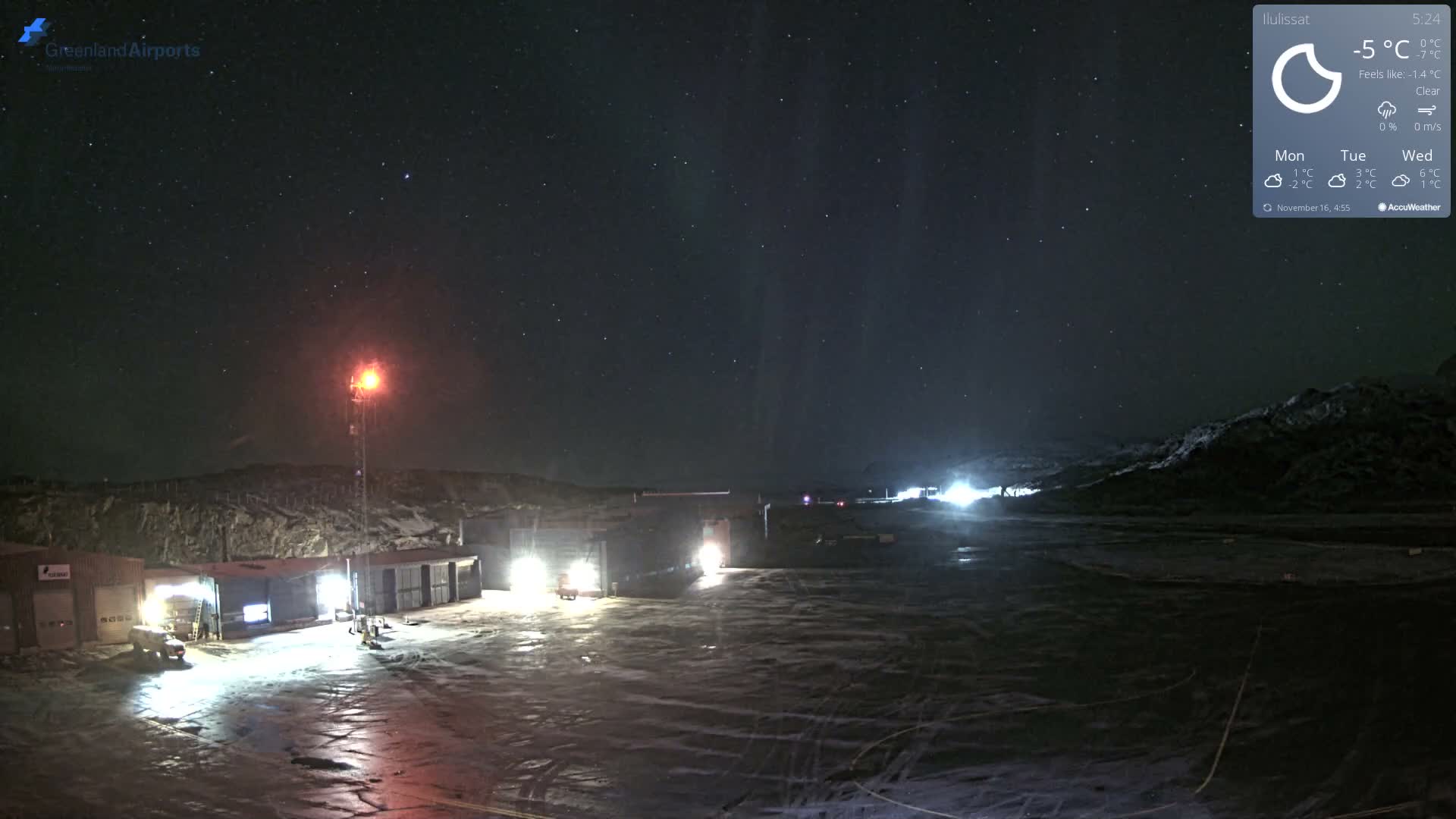 Mittarfik Ilulissat Airport North Towards View Live Cam JAV / BGJN - Ilulissat, Avannaata, Greenland, Denmark