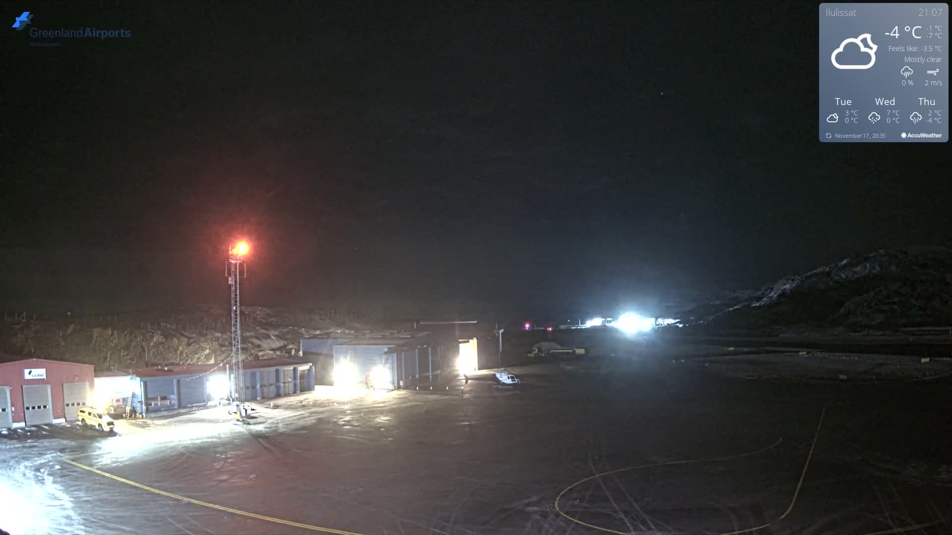 Mittarfik Ilulissat Airport North Towards View Live Cam JAV / BGJN - Ilulissat, Avannaata, Greenland, Denmark