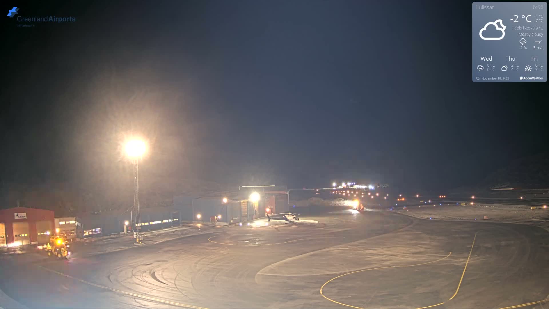 Mittarfik Ilulissat Airport North Towards View Live Cam JAV / BGJN - Ilulissat, Avannaata, Greenland, Denmark
