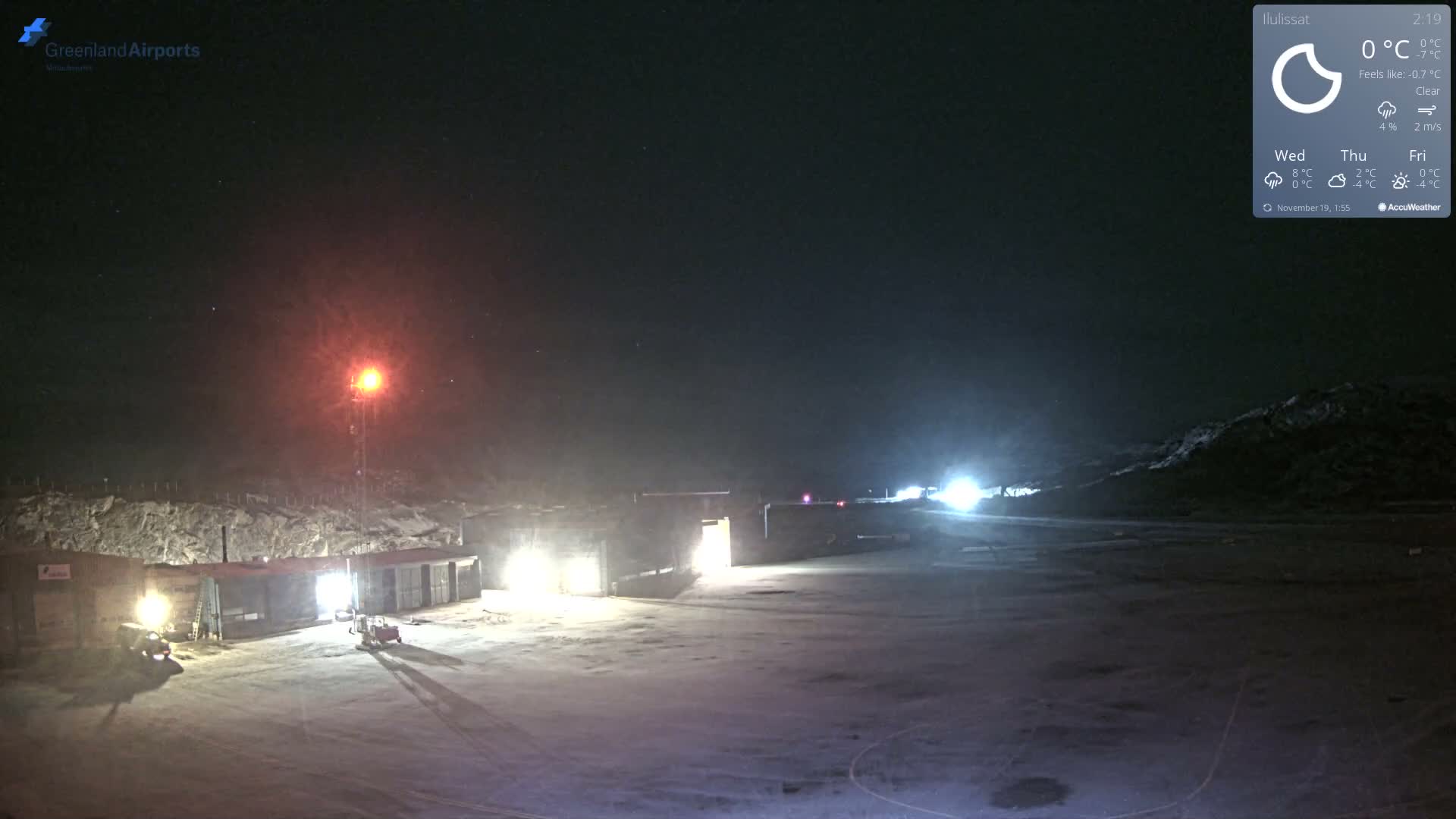 Mittarfik Ilulissat Airport North Towards View Live Cam JAV / BGJN - Ilulissat, Avannaata, Greenland, Denmark