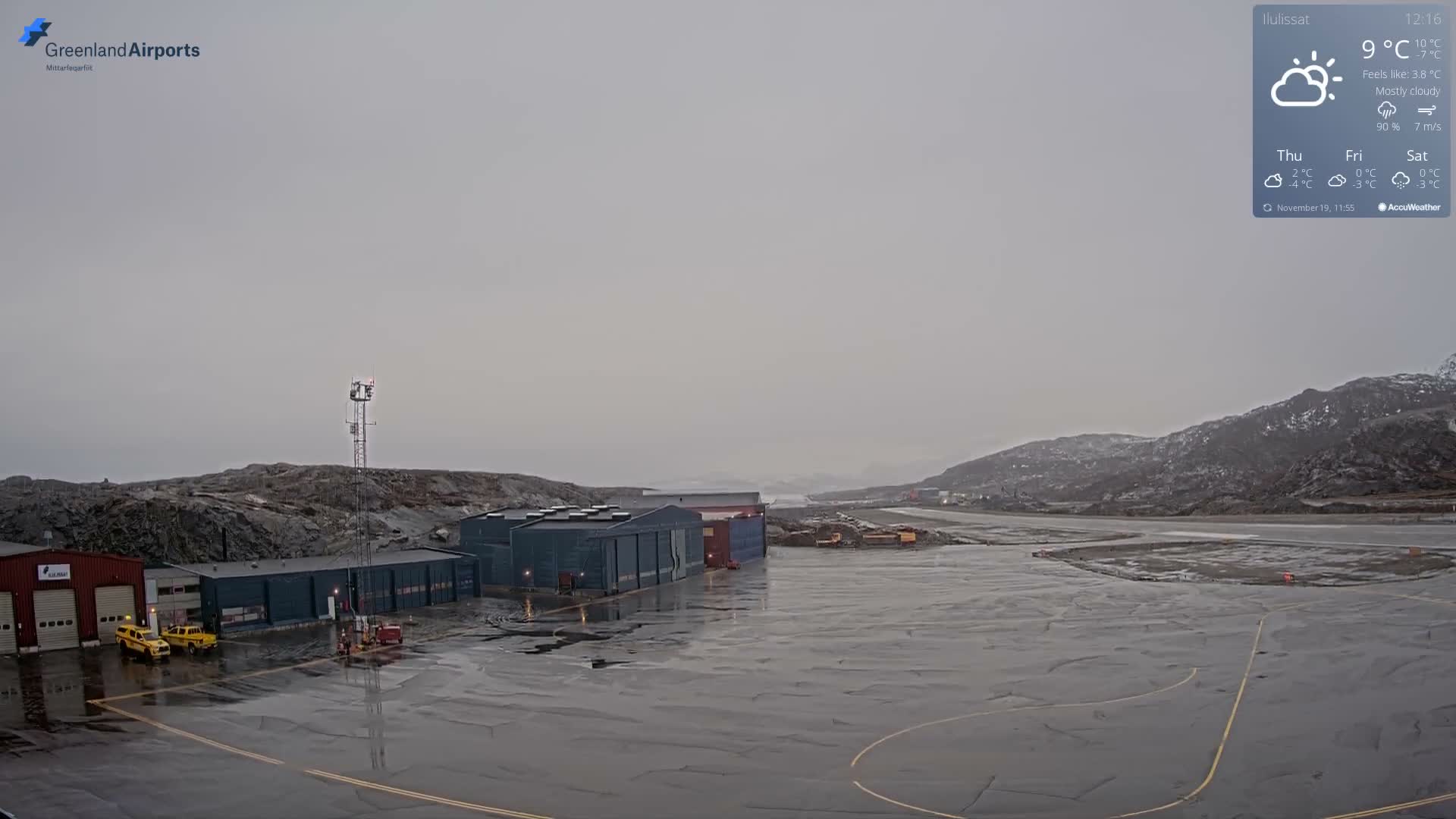 Mittarfik Ilulissat Airport North Towards View Live Cam JAV / BGJN - Ilulissat, Avannaata, Greenland, Denmark