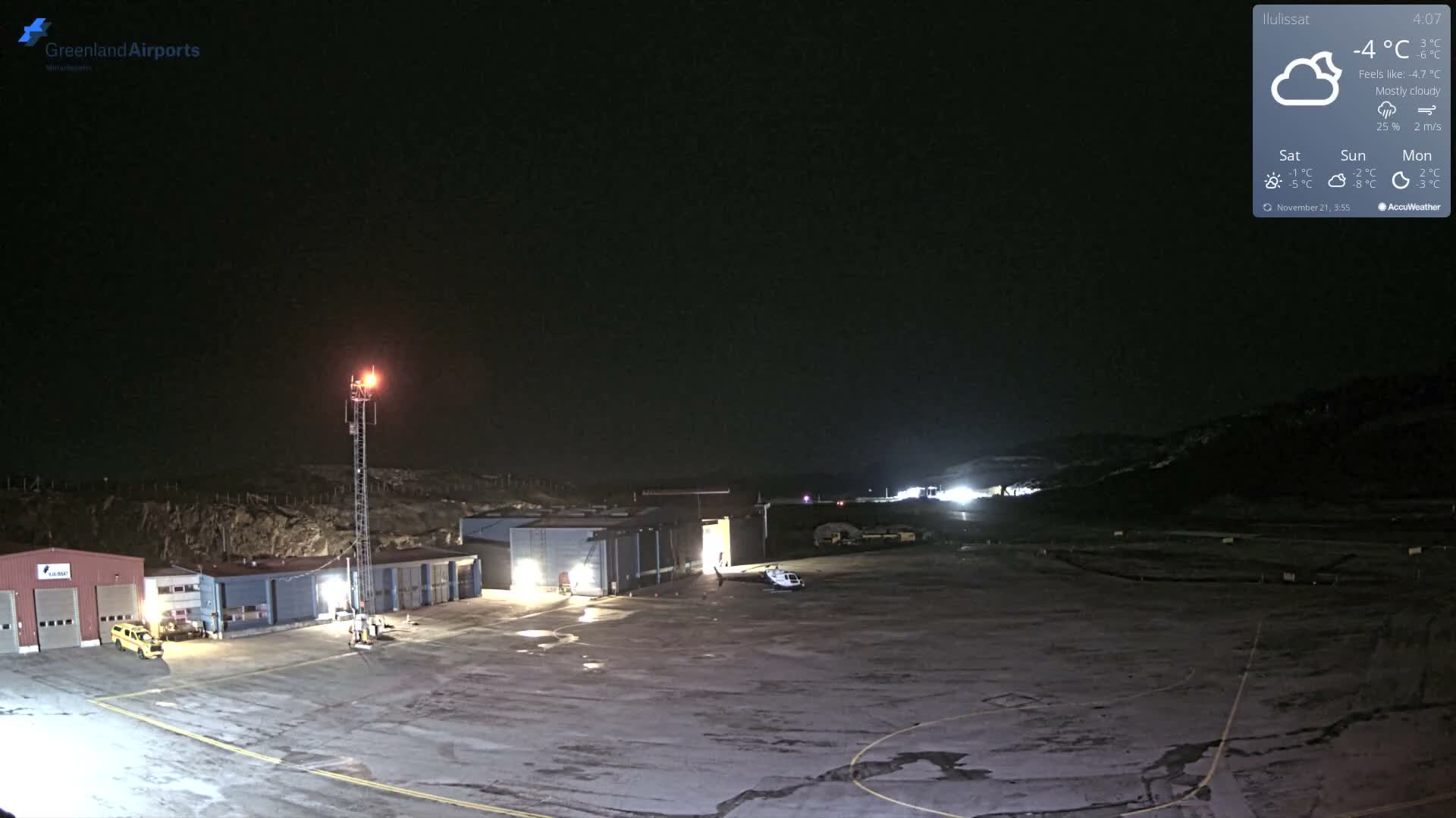 Mittarfik Ilulissat Airport North Towards View Live Cam JAV / BGJN - Ilulissat, Avannaata, Greenland, Denmark