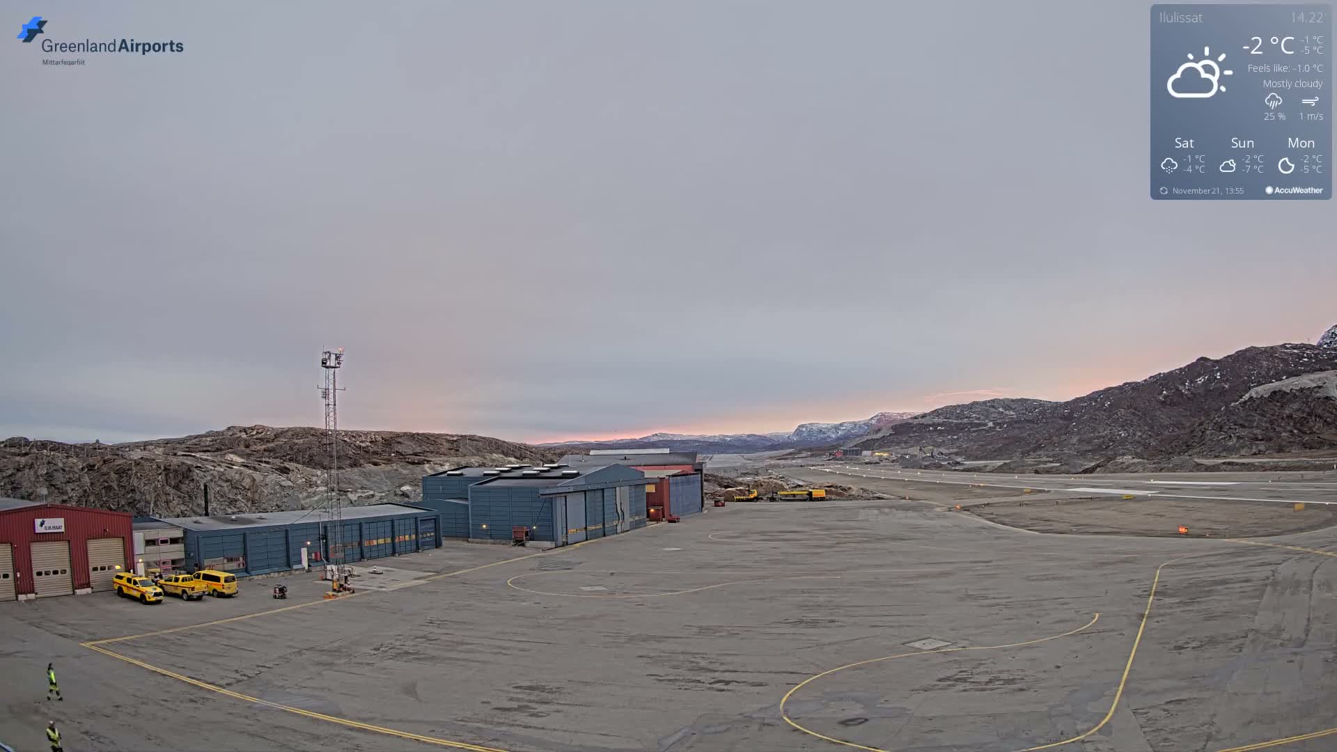 Mittarfik Ilulissat Airport North Towards View Live Cam JAV / BGJN - Ilulissat, Avannaata, Greenland, Denmark