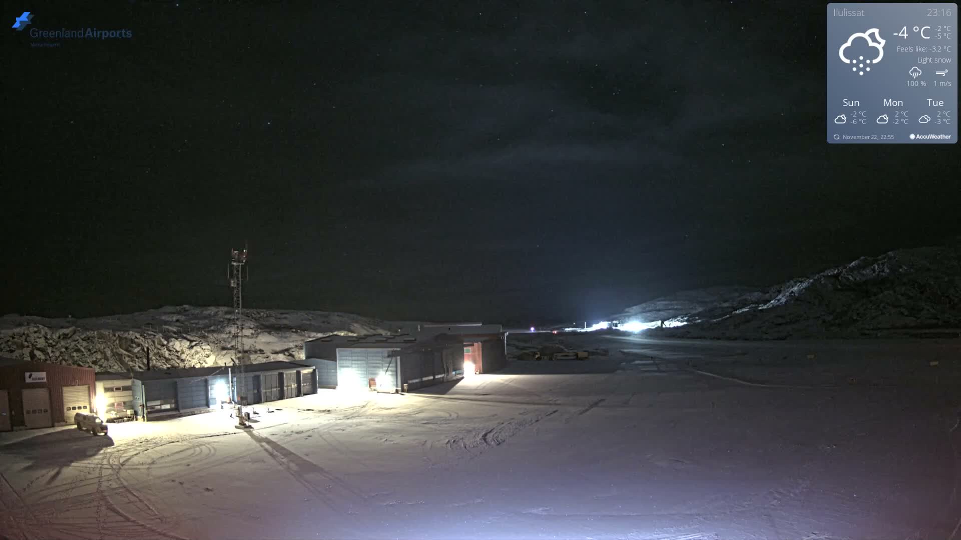 Mittarfik Ilulissat Airport North Towards View Live Cam JAV / BGJN - Ilulissat, Avannaata, Greenland, Denmark