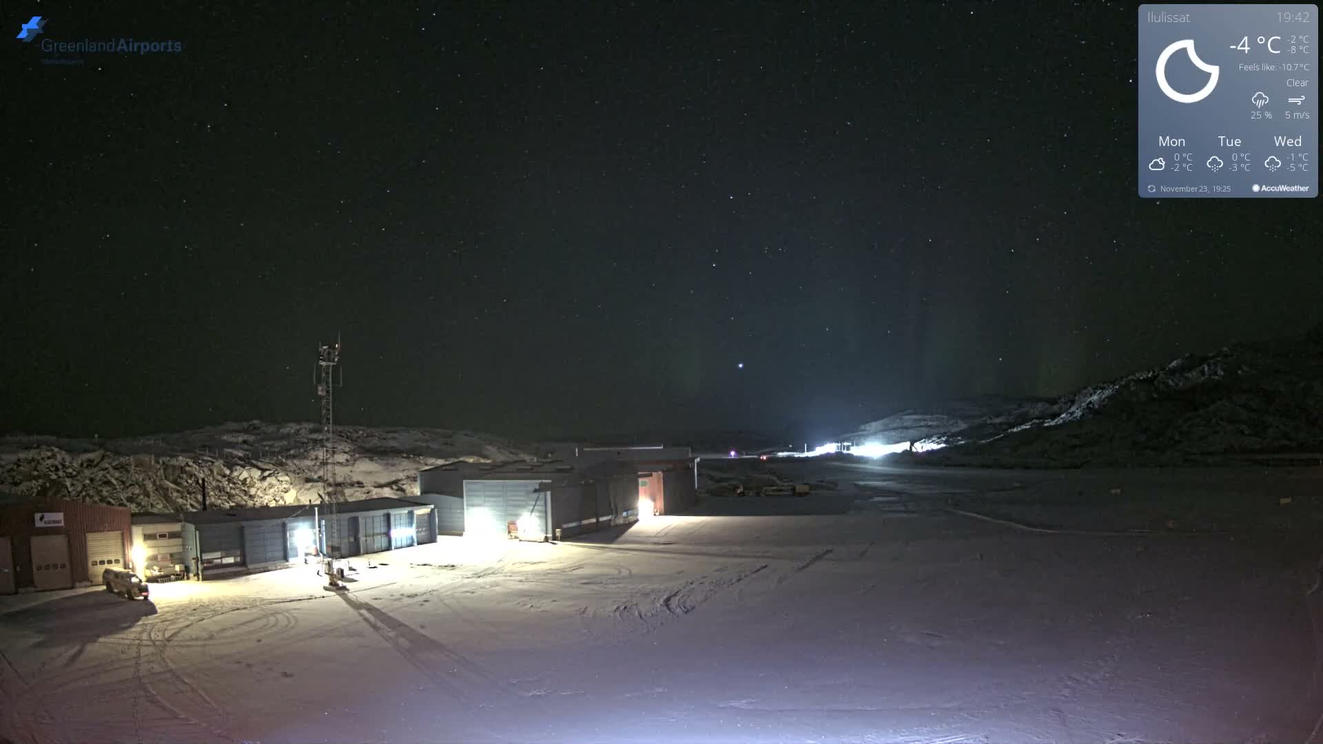 Mittarfik Ilulissat Airport North Towards View Live Cam JAV / BGJN - Ilulissat, Avannaata, Greenland, Denmark
